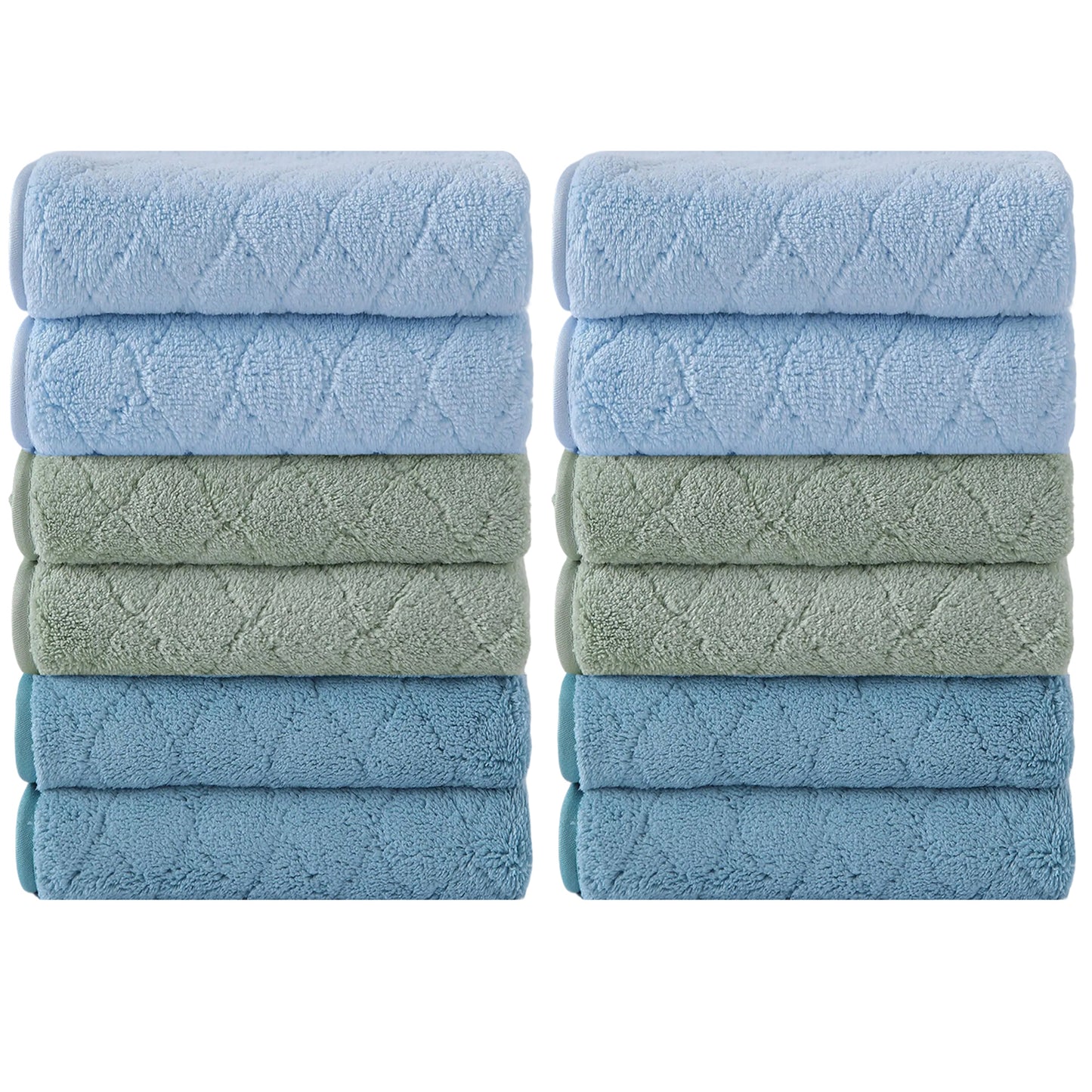 Kebury Luxurious Washcloths Set of 12 - Size 13" x 13" , Highly Absorbent Ultra Soft Microfiber Wash Cloth for Bathroom Body Face Use