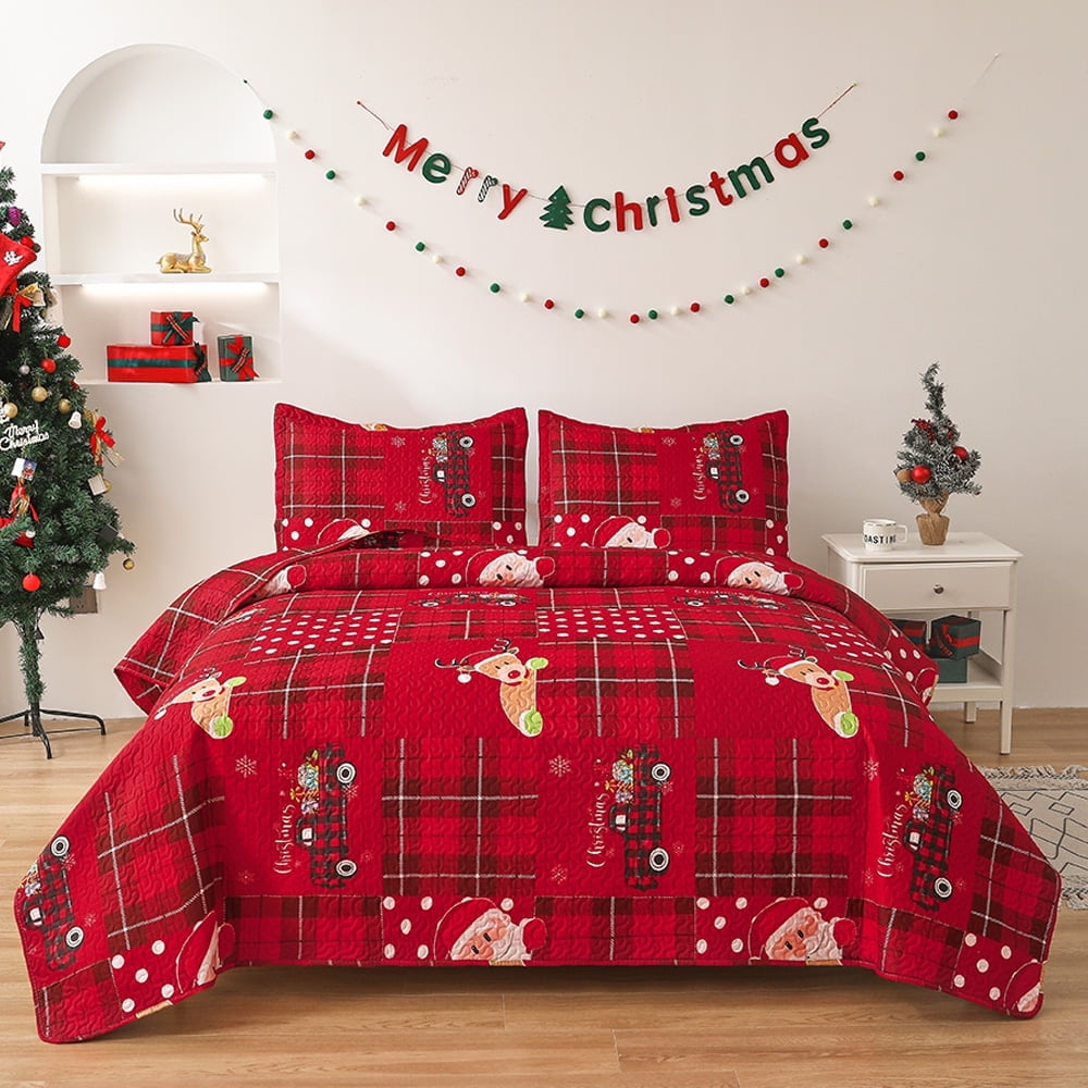 Beartech 3 piece Christmas Bedspread Quilt Set