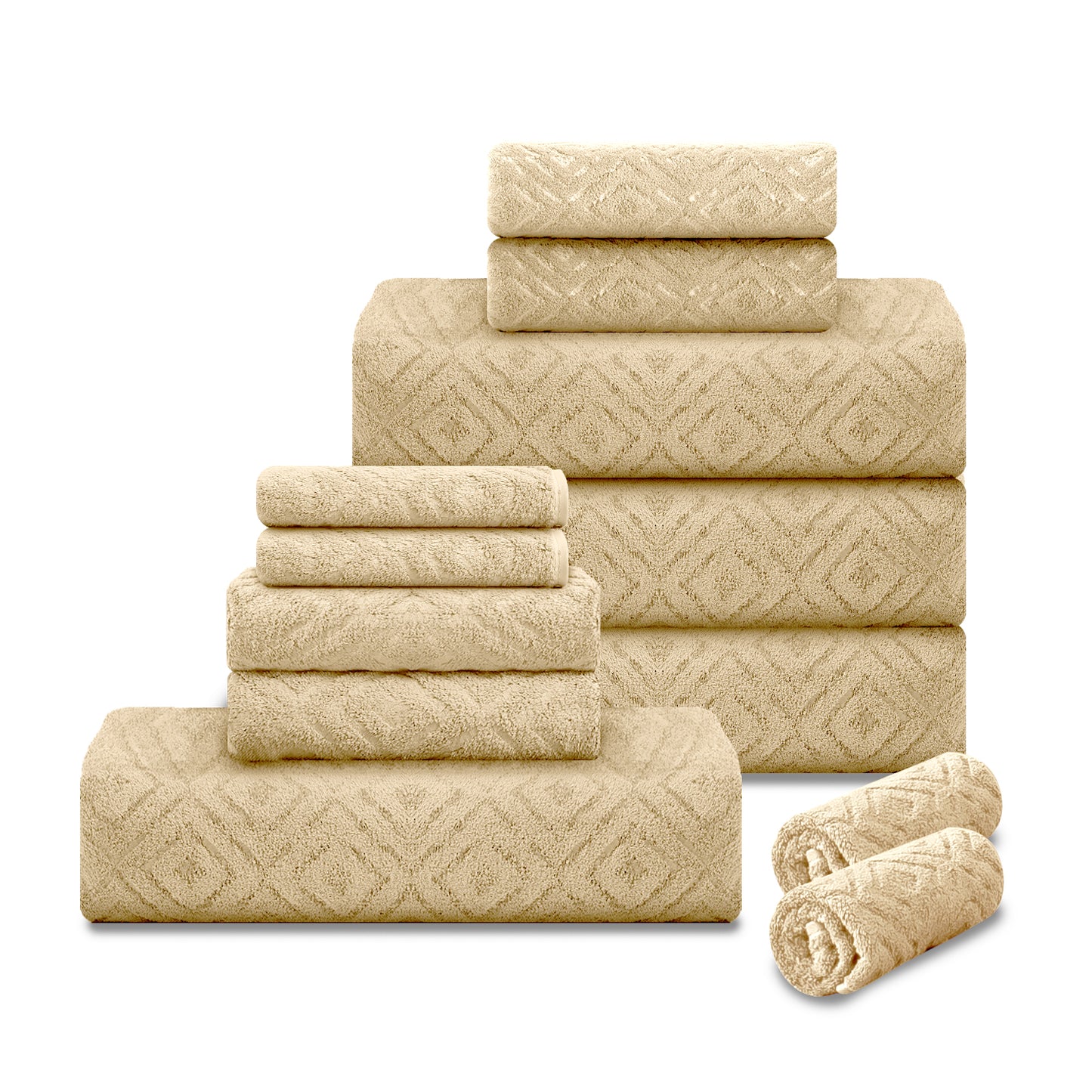 Kebury 12 Piece Bath Towels Set -4 Bath Sheet Towels, 4 Hand Towels & 4 Washcloths, Soft Microfiber Bathroom Towel Bundle for Family Everyday Shower Use Gym Spa