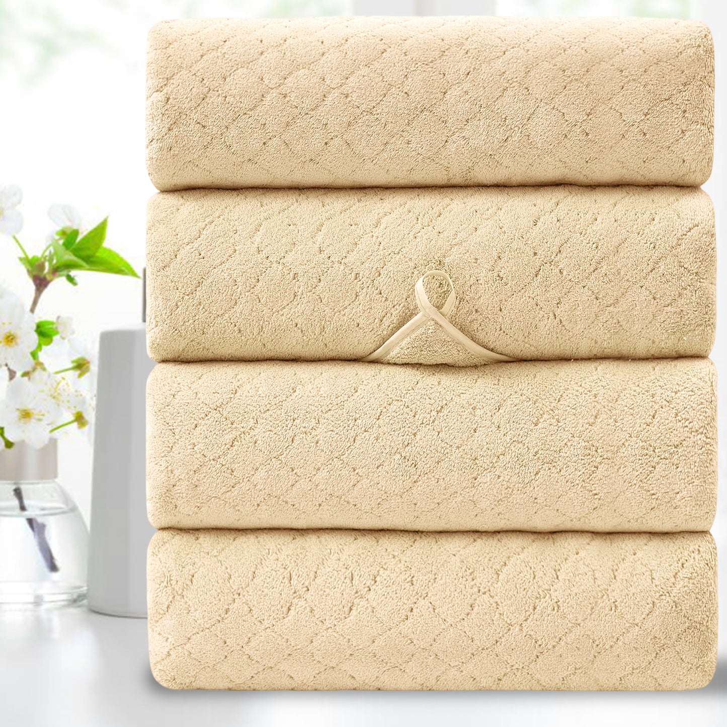 Kebury 4-Pack Large Bath Towels (35x70") - Ultra Soft, Quick Dry & Highly Absorbent