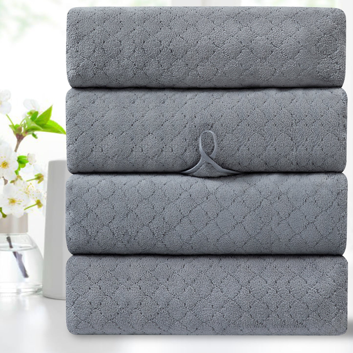 Kebury 4-Pack Large Bath Towels (35x70") - Ultra Soft, Quick Dry & Highly Absorbent