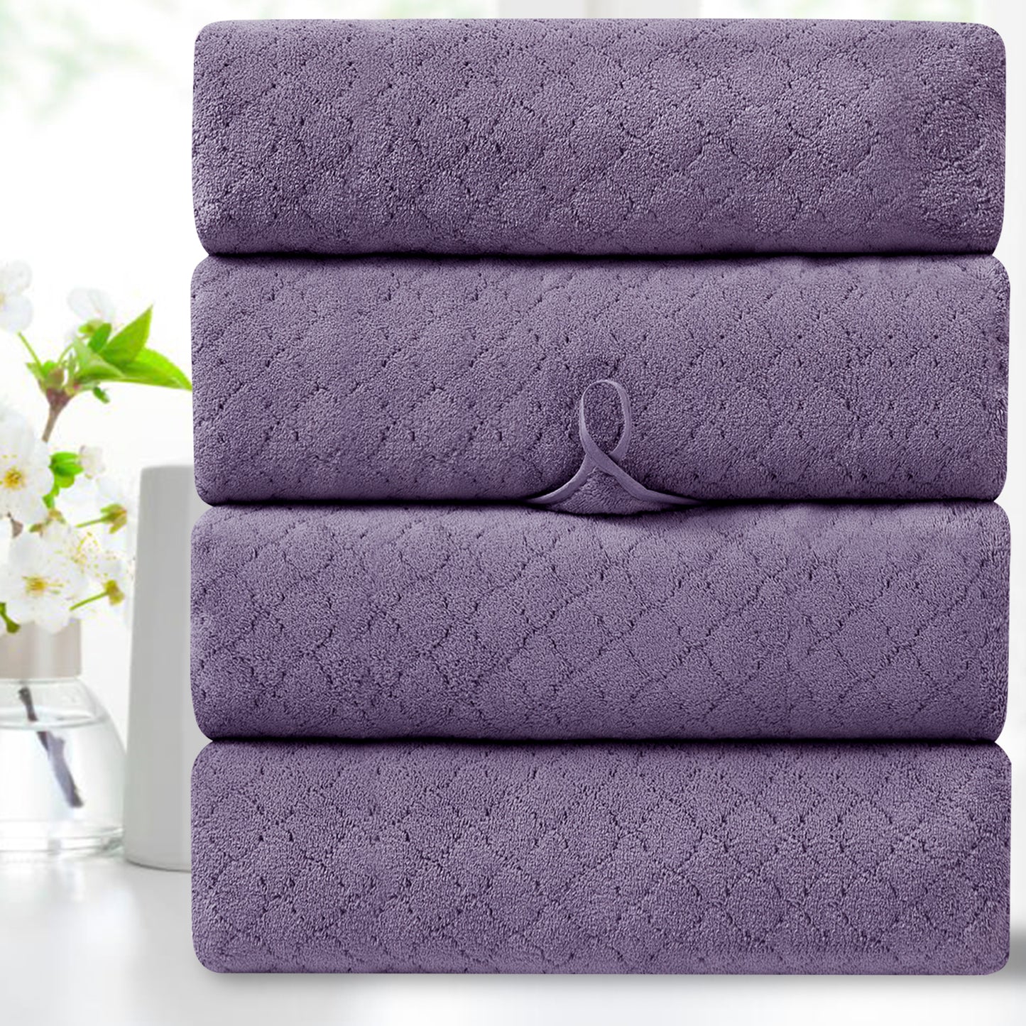 Kebury 4-Pack Large Bath Towels (35x70") - Ultra Soft, Quick Dry & Highly Absorbent
