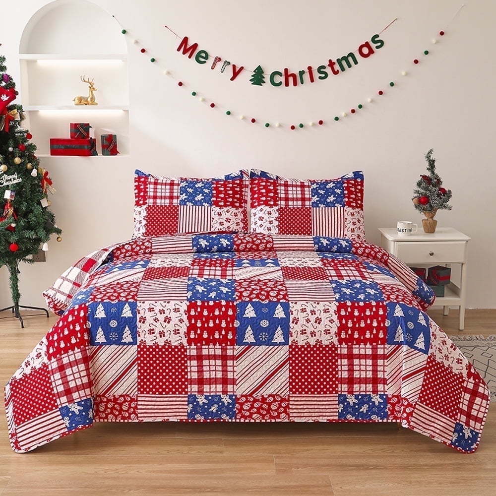 Beartech 3 piece Christmas Bedspread Quilt Set