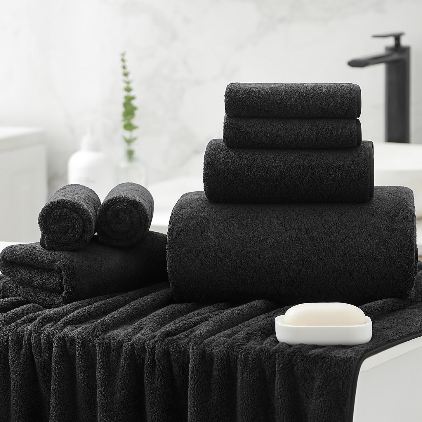 Kebury 8-Piece Towel Set: Oversize Bath, Hand & Washcloths - Ultra Soft & Absorbent