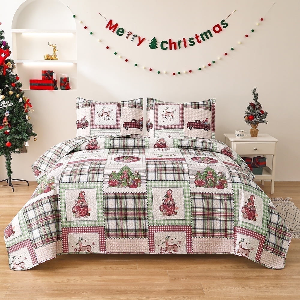Beartech 3 piece Christmas Bedspread Quilt Set