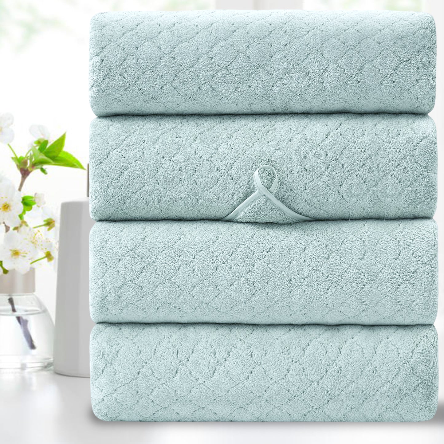 Kebury 4-Pack Large Bath Towels (35x70") - Ultra Soft, Quick Dry & Highly Absorbent