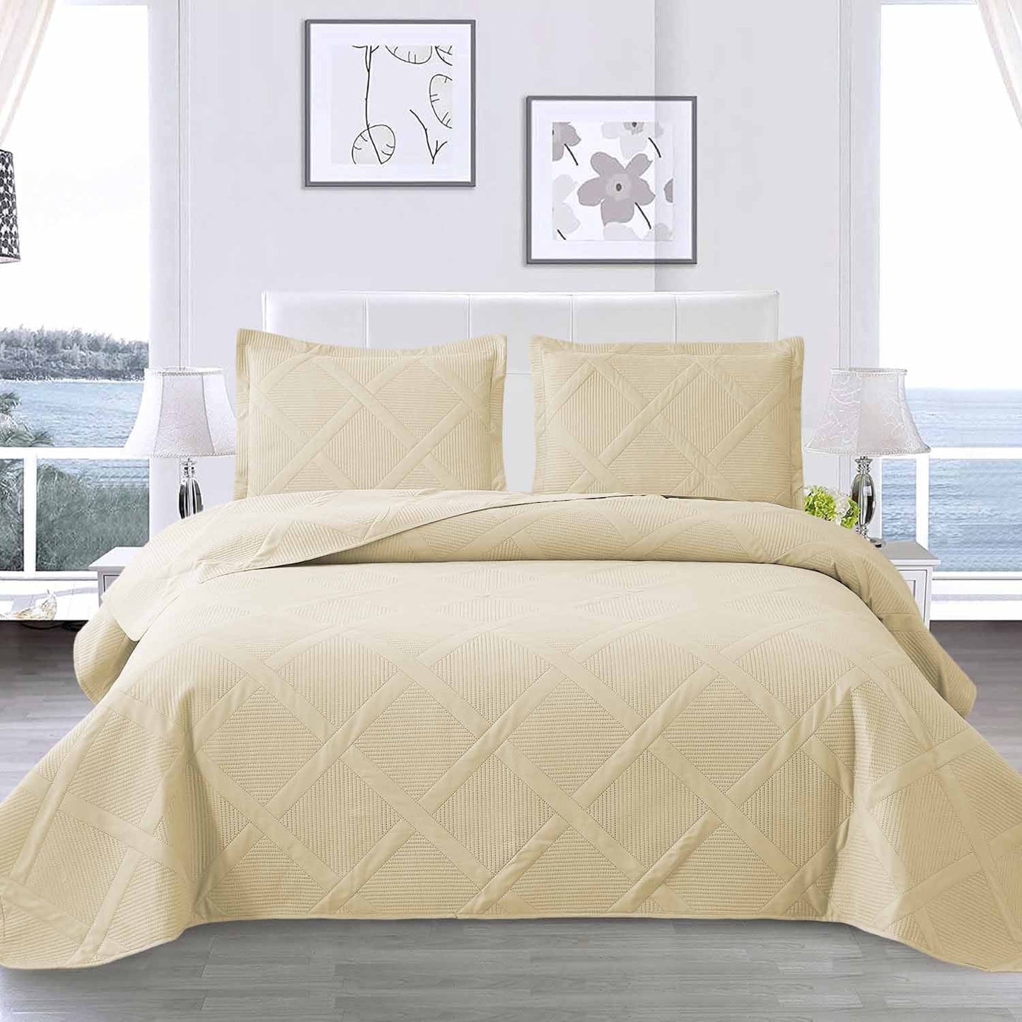 Beartech Solid Color Quilt Set King Size Apple Green Bedspread Coverlet Microfiber Bedding Lightweight Reversible Set,Soft Bedding for All Seasons