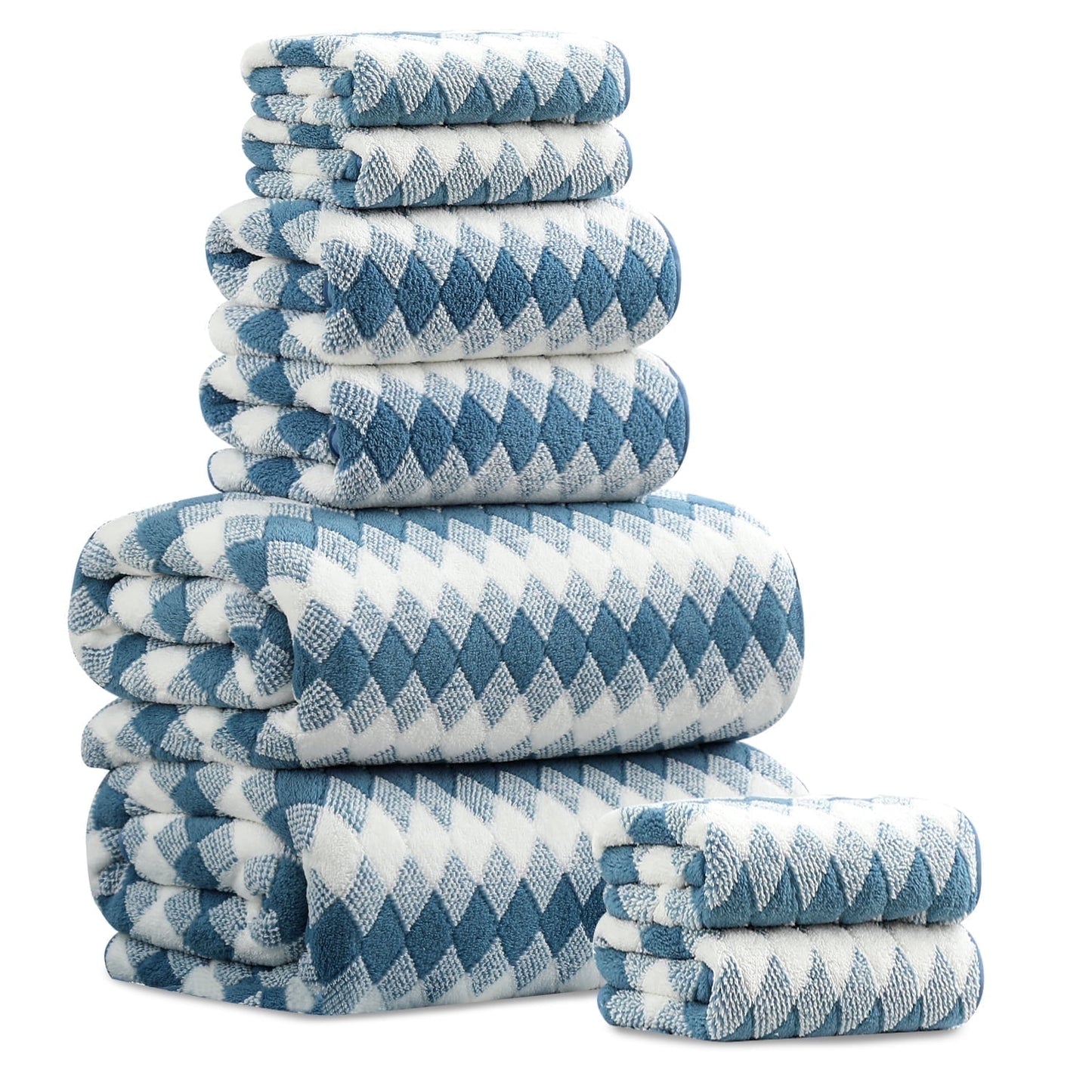 Beartech 8 Piece Microfiber Bath Towel Set 2 Oversized Bath Sheet,2 Hand Towels and 4 Washcloths