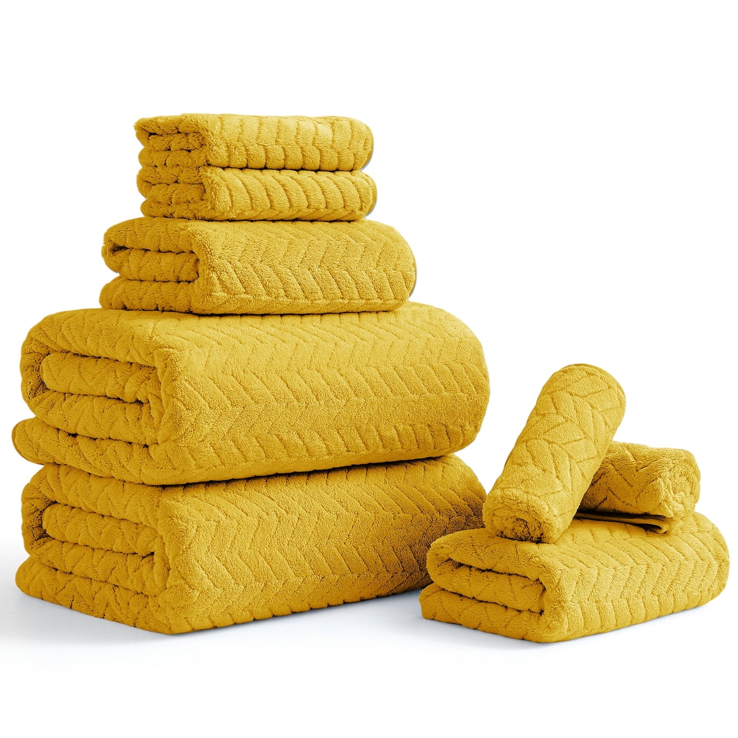 Beartech 8 Piece Microfiber Bath Towel Set 2 Oversized Bath Sheet,2 Hand Towels and 4 Washcloths