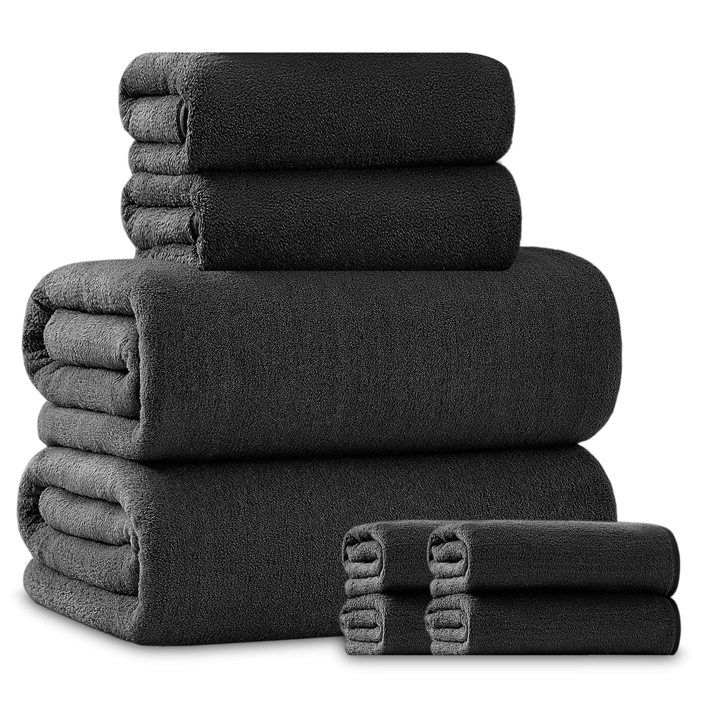 Beartech 8 Piece Microfiber Bath Towel Set 2 Oversized Bath Sheet,2 Hand Towels and 4 Washcloths
