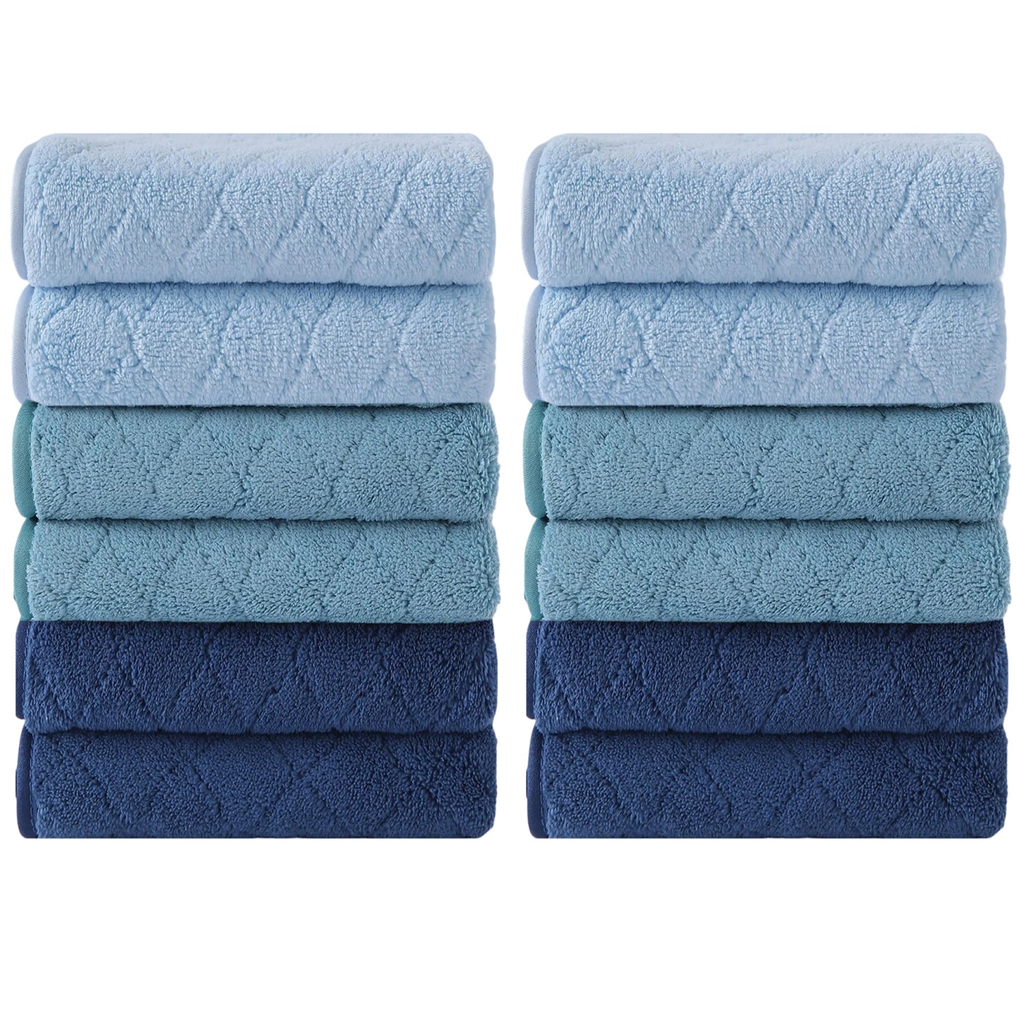 Kebury Luxurious Washcloths Set of 12 - Size 13" x 13" , Highly Absorbent Ultra Soft Microfiber Wash Cloth for Bathroom Body Face Use