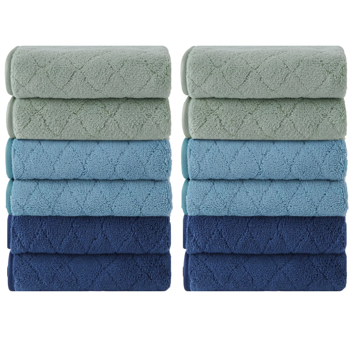 Kebury Luxurious Washcloths Set of 12 - Size 13" x 13" , Highly Absorbent Ultra Soft Microfiber Wash Cloth for Bathroom Body Face Use