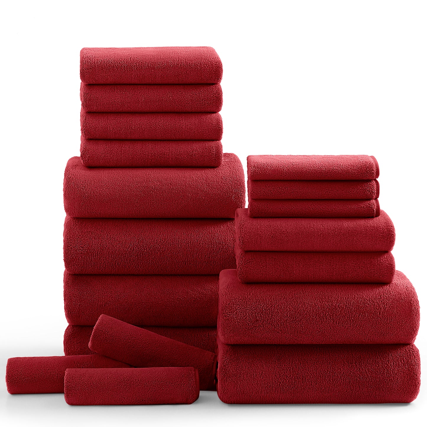 Kebury 18 Piece Family Bath Towels Set - 6 Bath Sheets, 6 Hand Towels & 6 Washcloths - Microfiber Shower Towels with Hanging Loop Absorbent Ultra Soft Towels for Bathroom Spa Gym