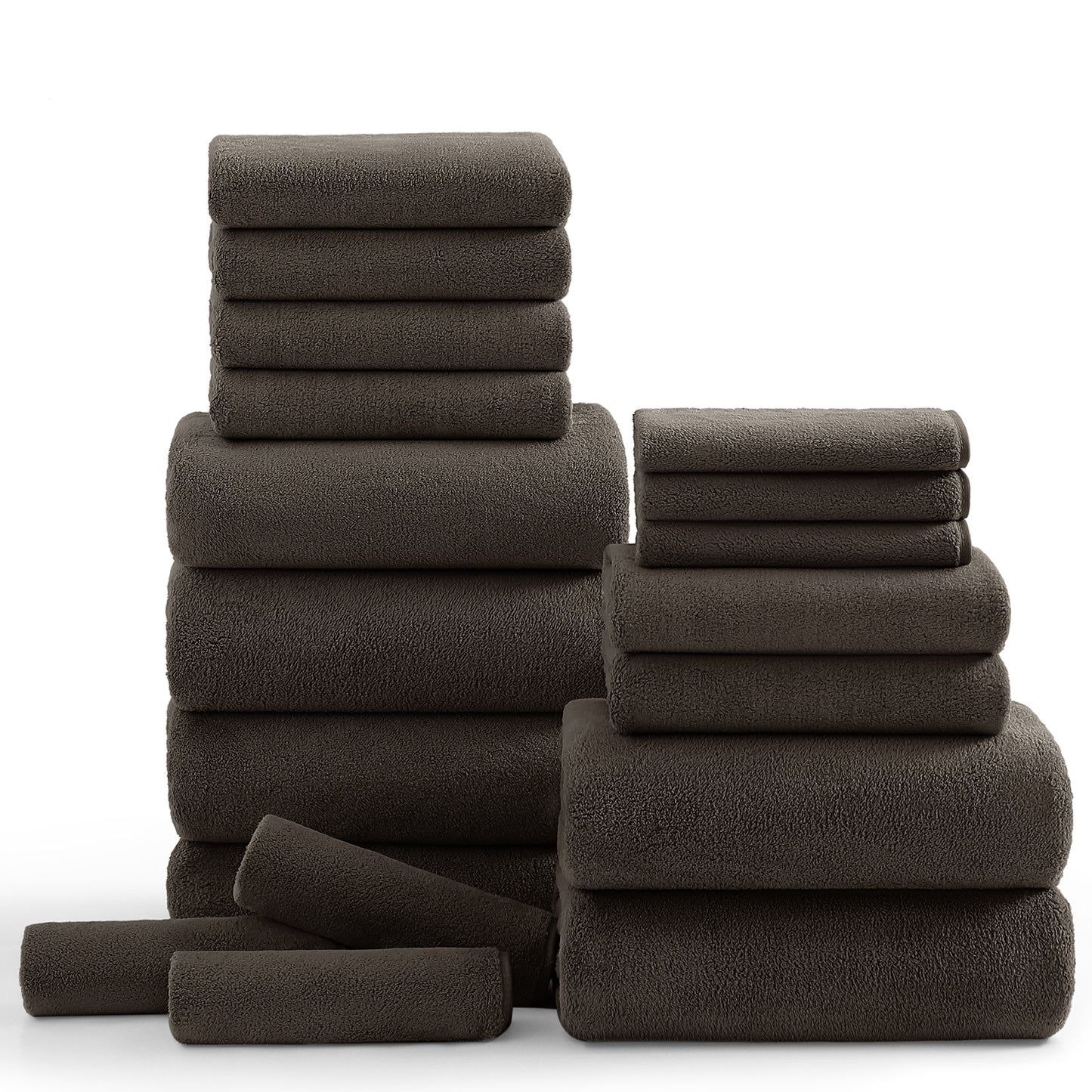 Kebury 18 Piece Family Bath Towels Set - 6 Bath Sheets, 6 Hand Towels & 6 Washcloths - Microfiber Shower Towels with Hanging Loop Absorbent Ultra Soft Towels for Bathroom Spa Gym