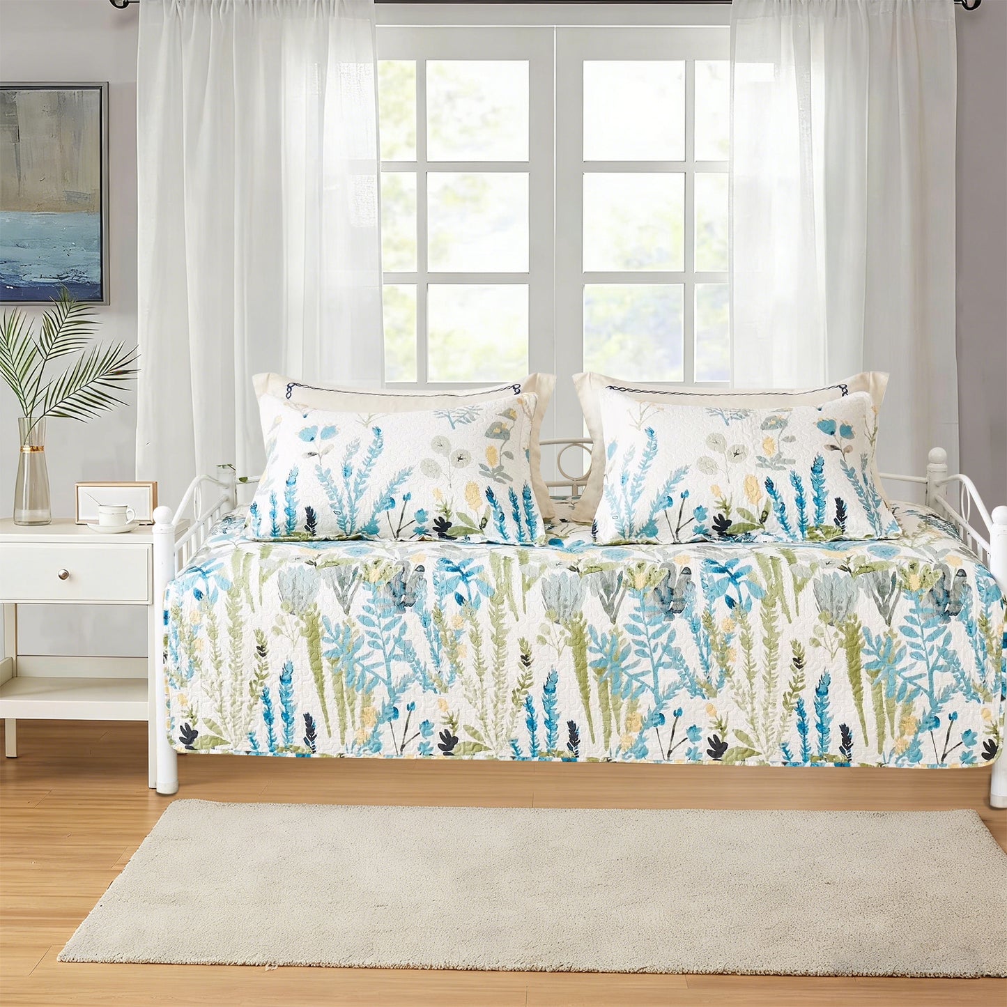 Kebury 3 Pieces Daybed Cover Set Cozy Sofa Daybed Bedding Double Sided Quilting Bedspread Day Bed Couch Cover With 2 Standard Shams,39"x75",Floral