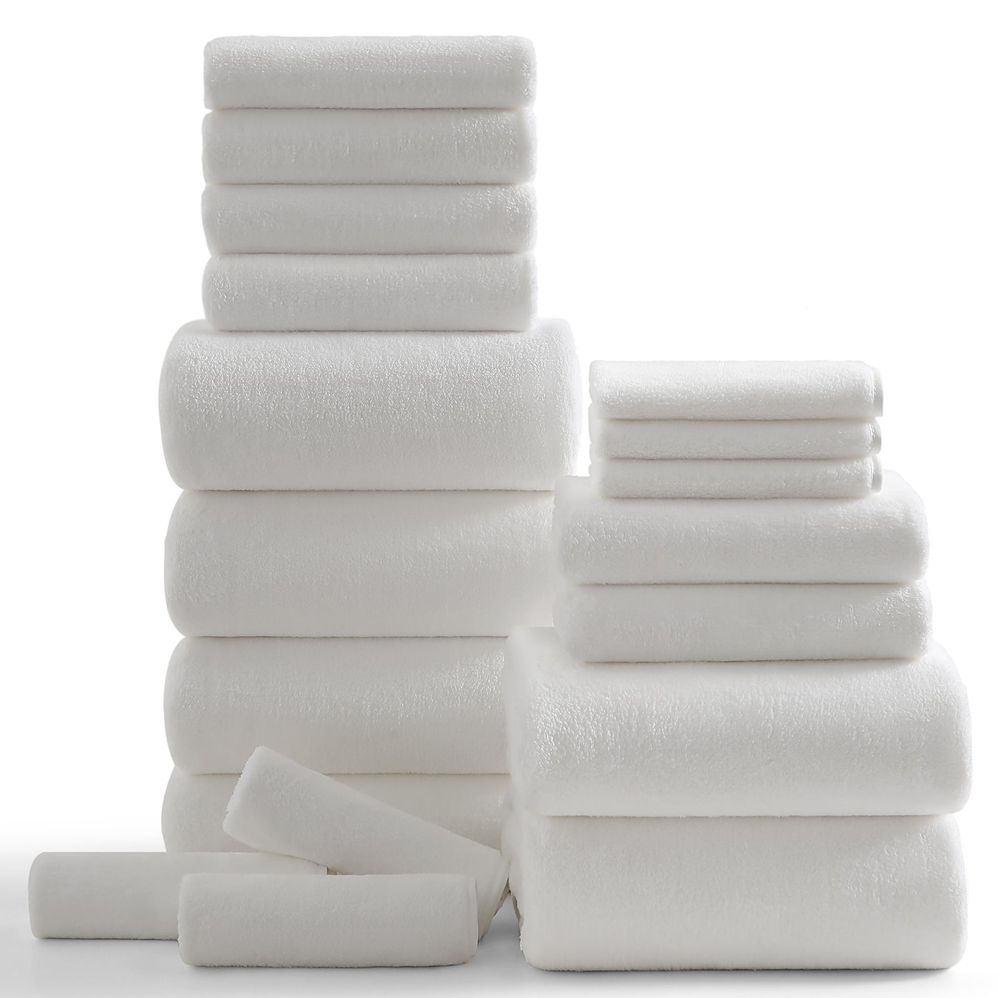 Kebury 18 Piece Family Bath Towels Set - 6 Bath Sheets, 6 Hand Towels & 6 Washcloths - Microfiber Shower Towels with Hanging Loop Absorbent Ultra Soft Towels for Bathroom Spa Gym