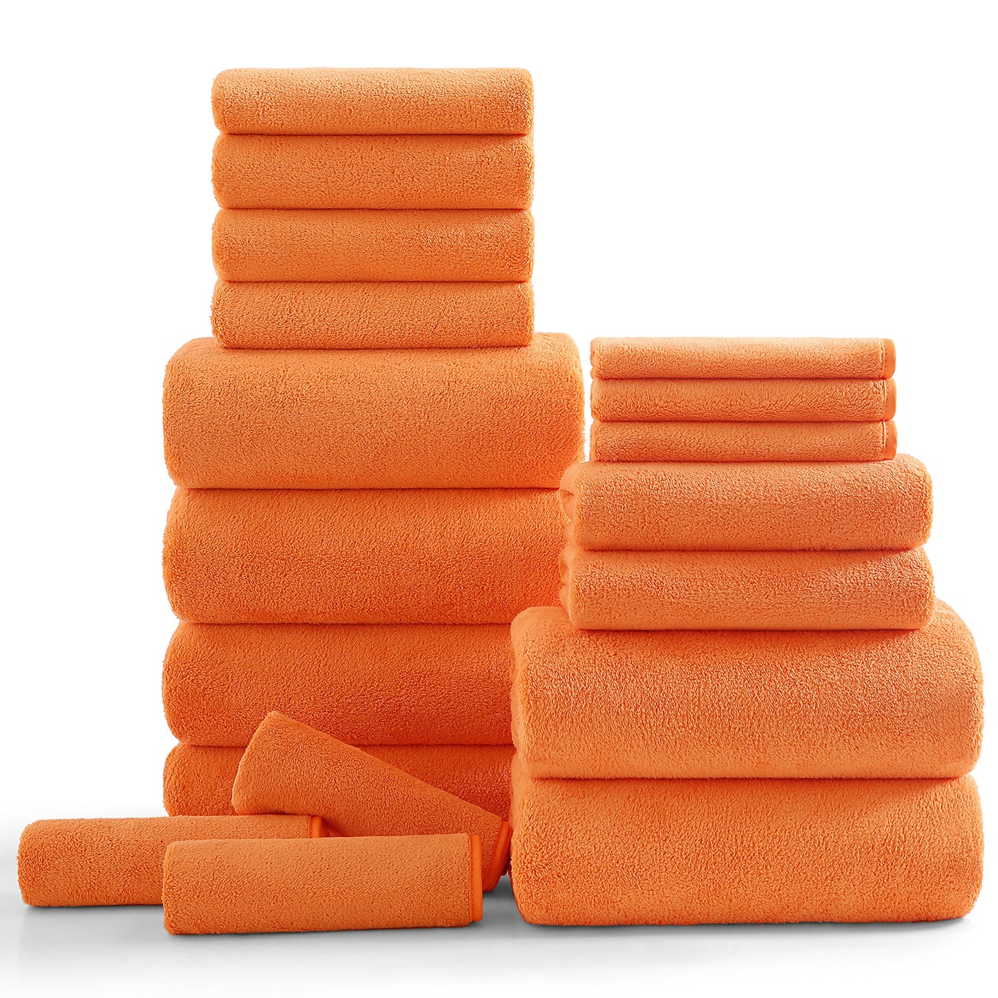 Kebury 18 Piece Family Bath Towels Set - 6 Bath Sheets, 6 Hand Towels & 6 Washcloths - Microfiber Shower Towels with Hanging Loop Absorbent Ultra Soft Towels for Bathroom Spa Gym