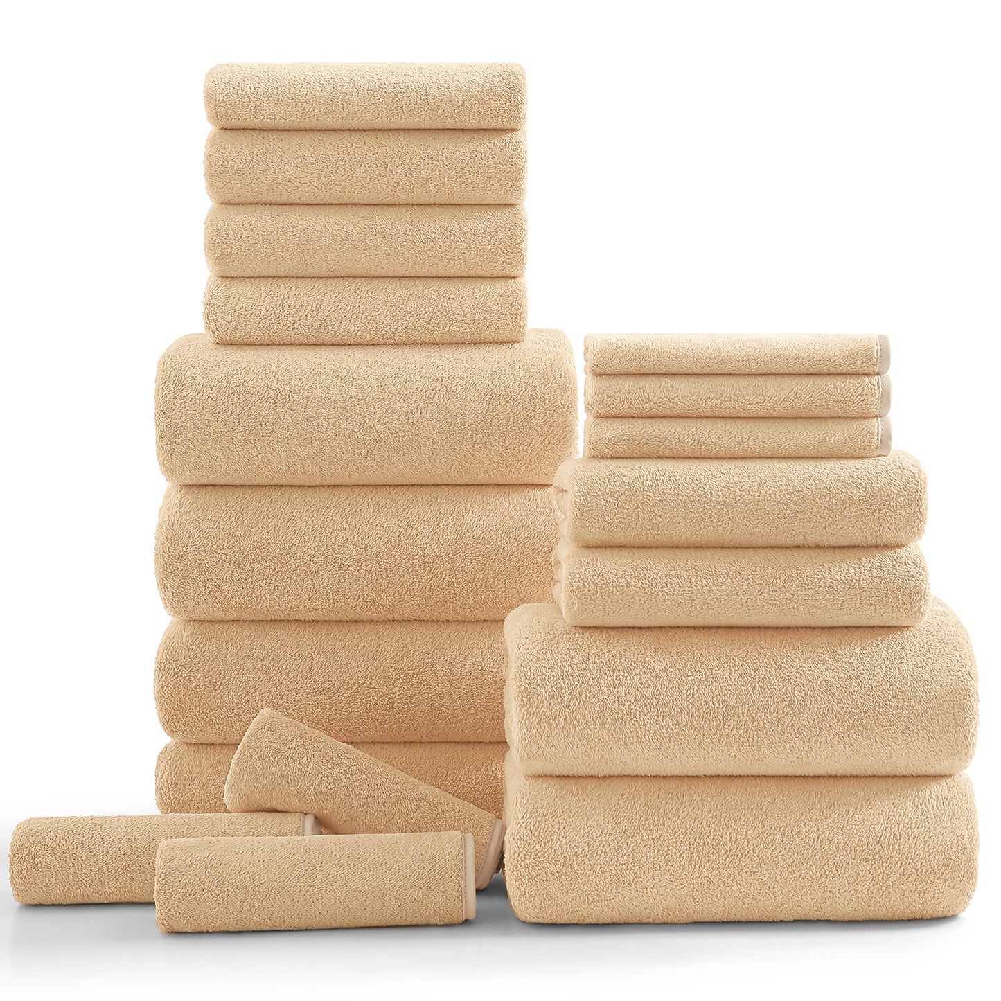 Kebury 18 Piece Family Bath Towels Set - 6 Bath Sheets, 6 Hand Towels & 6 Washcloths - Microfiber Shower Towels with Hanging Loop Absorbent Ultra Soft Towels for Bathroom Spa Gym
