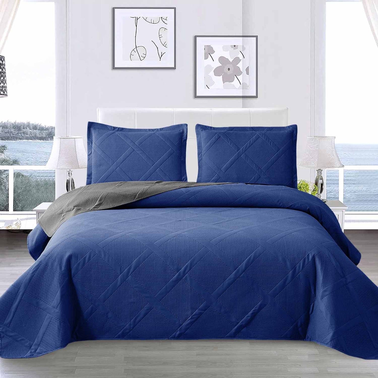 Beartech Solid Color Quilt Set King Size Apple Green Bedspread Coverlet Microfiber Bedding Lightweight Reversible Set,Soft Bedding for All Seasons