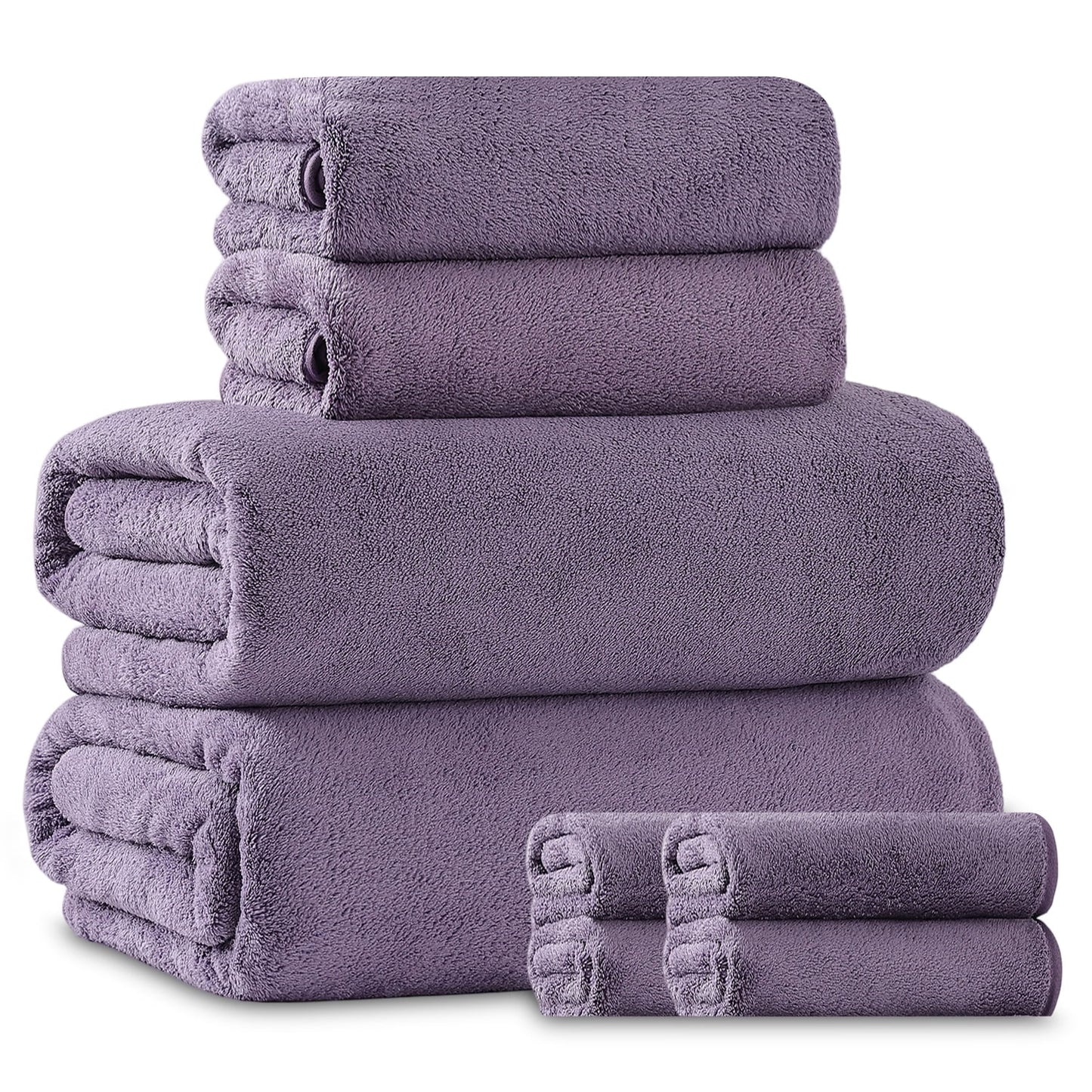 Beartech 8 Piece Microfiber Bath Towel Set 2 Oversized Bath Sheet,2 Hand Towels and 4 Washcloths