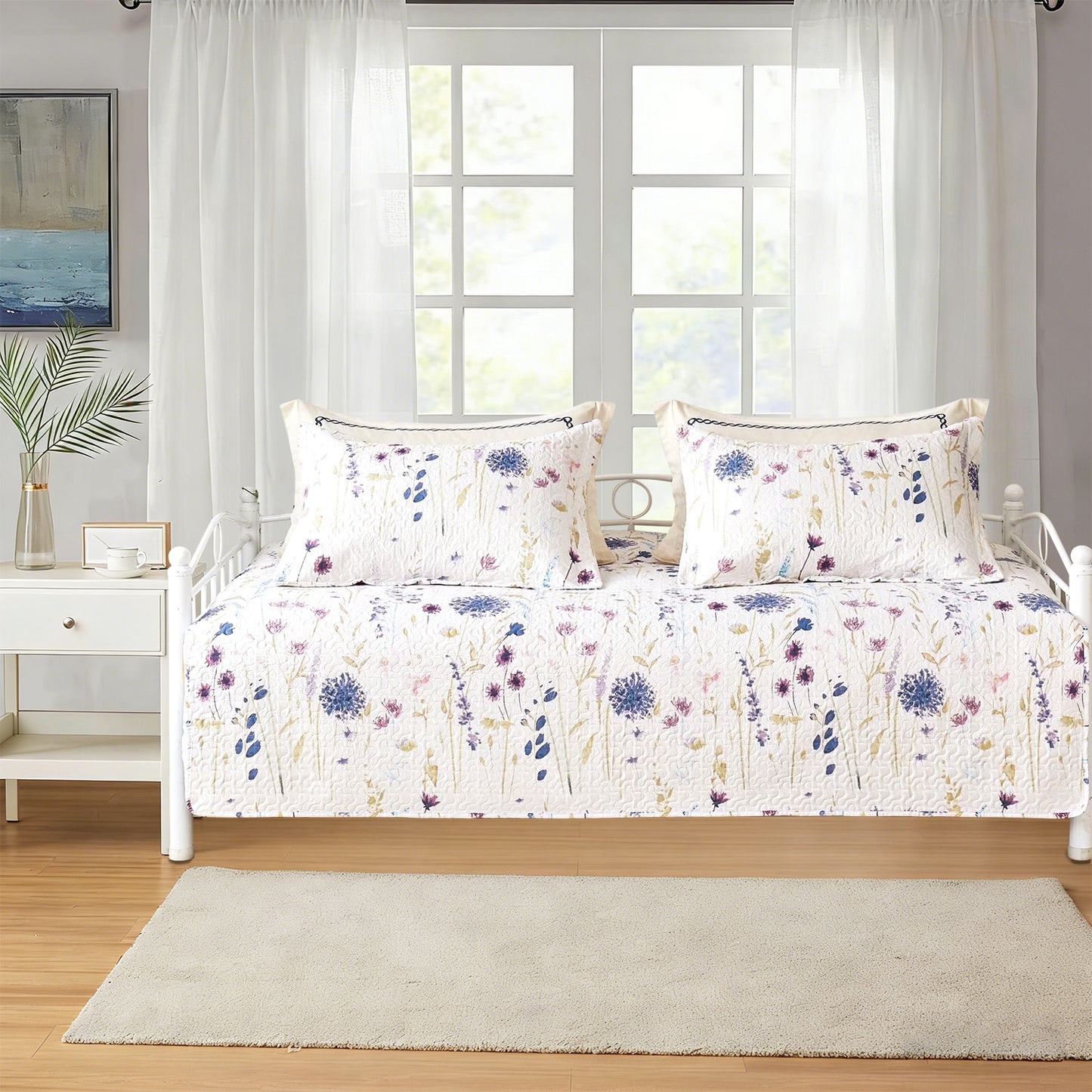 Kebury 3 Pieces Daybed Cover Set Cozy Sofa Daybed Bedding Double Sided Quilting Bedspread Day Bed Couch Cover With 2 Standard Shams,39"x75",Floral