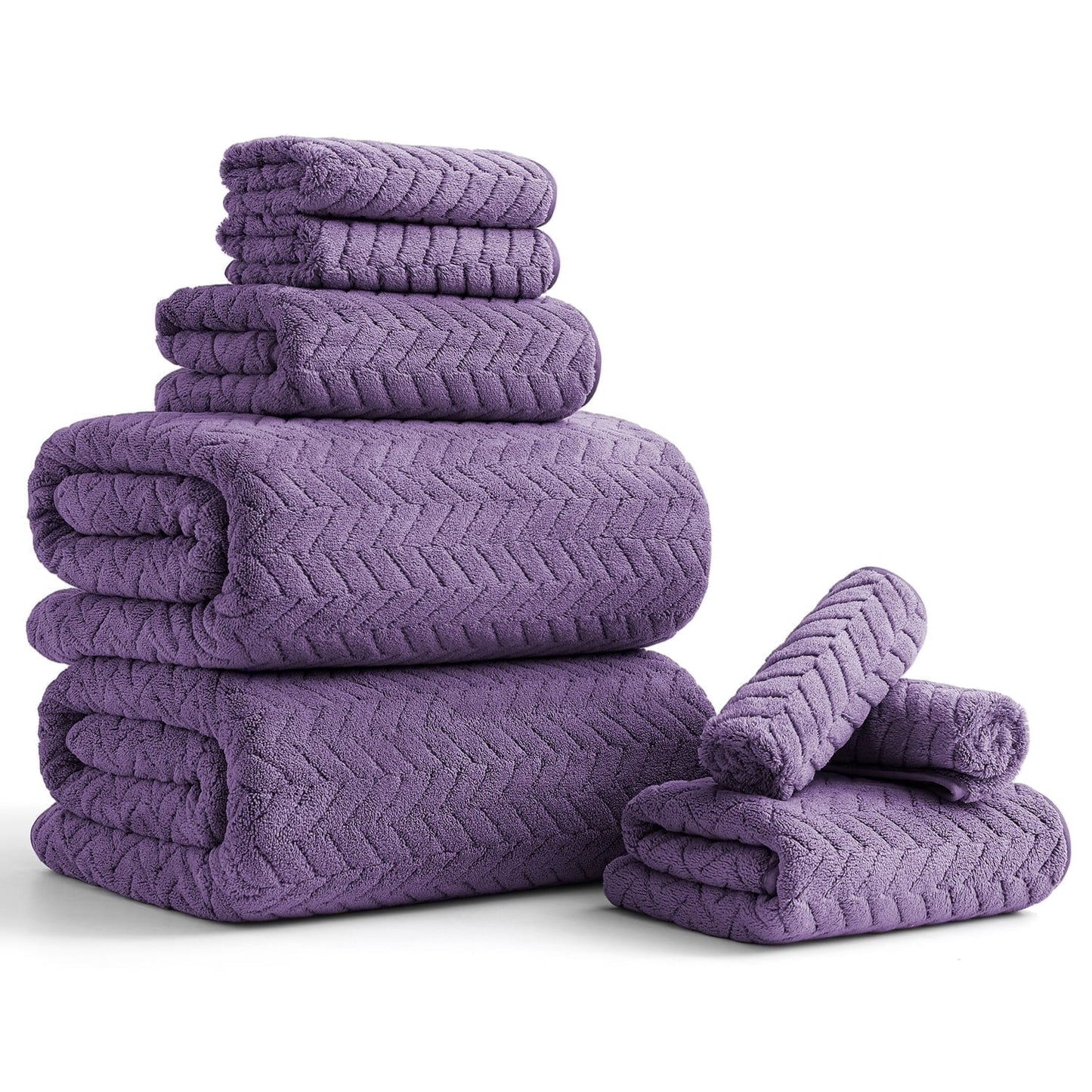 Beartech 8 Piece Microfiber Bath Towel Set 2 Oversized Bath Sheet,2 Hand Towels and 4 Washcloths