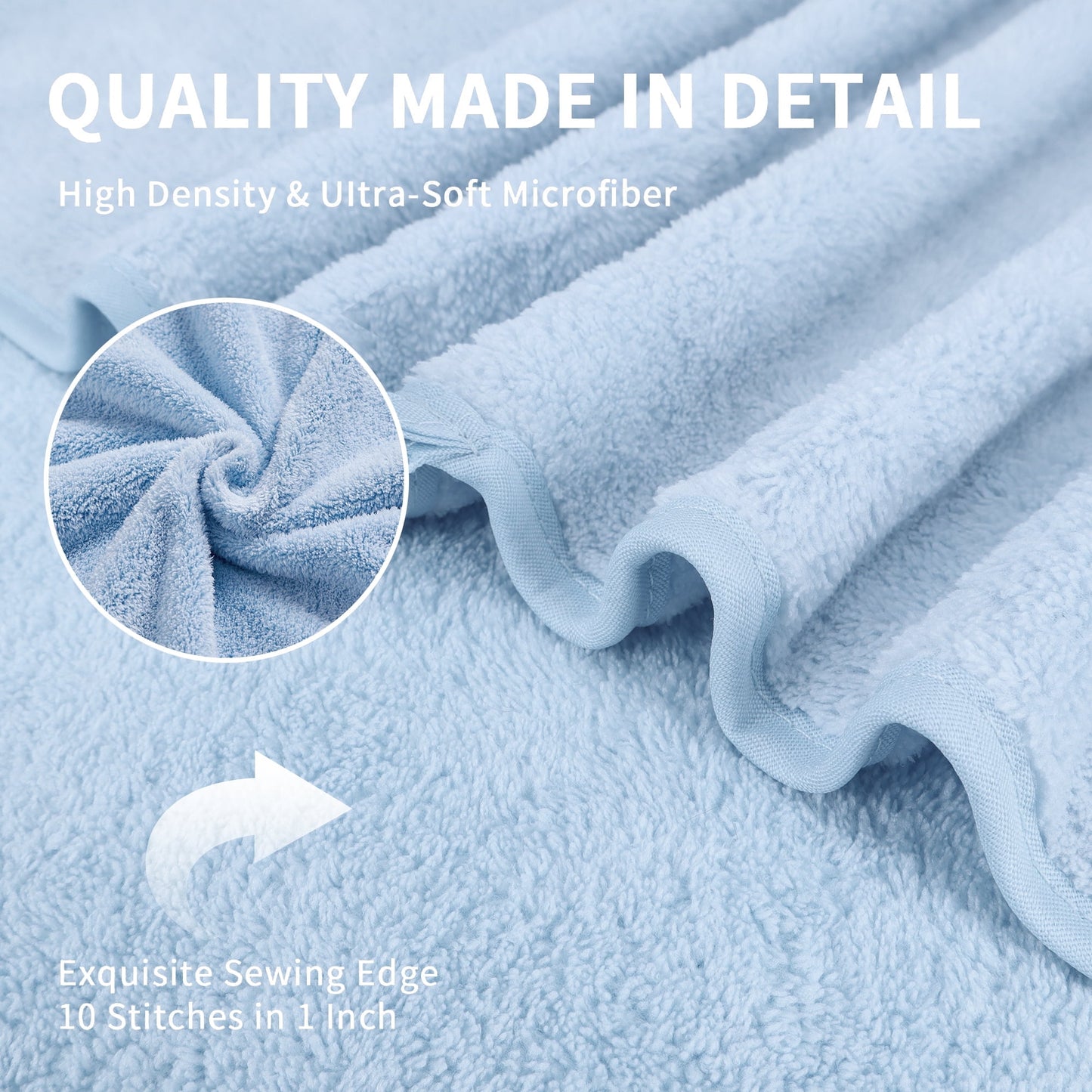 Beartech 8 Piece Microfiber Bath Towel Set 2 Oversized Bath Sheet,2 Hand Towels and 2 Washcloths