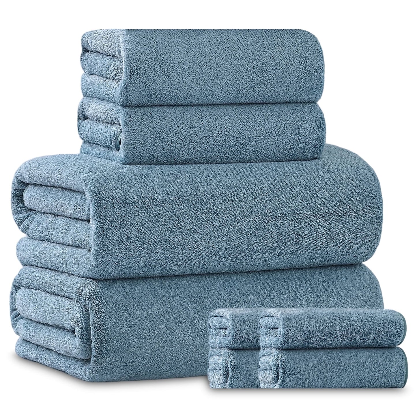 Beartech 8 Piece Microfiber Bath Towel Set 2 Oversized Bath Sheet,2 Hand Towels and 4 Washcloths