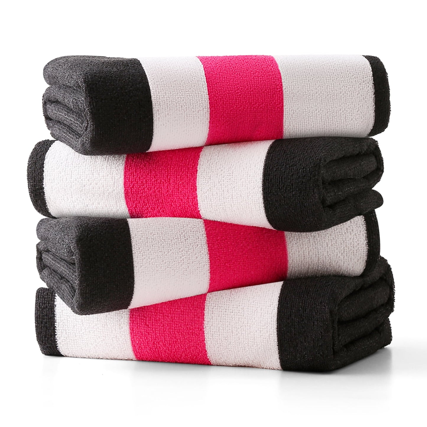 Beartech 4 Pieces Beach Towel Set,30x60 inches Striped Beach Towels Soft Camping Travel Towels, Lightweight Quick Dry Pool Towels for Beach Shower Towels Swim Towels Absorbent for Adults