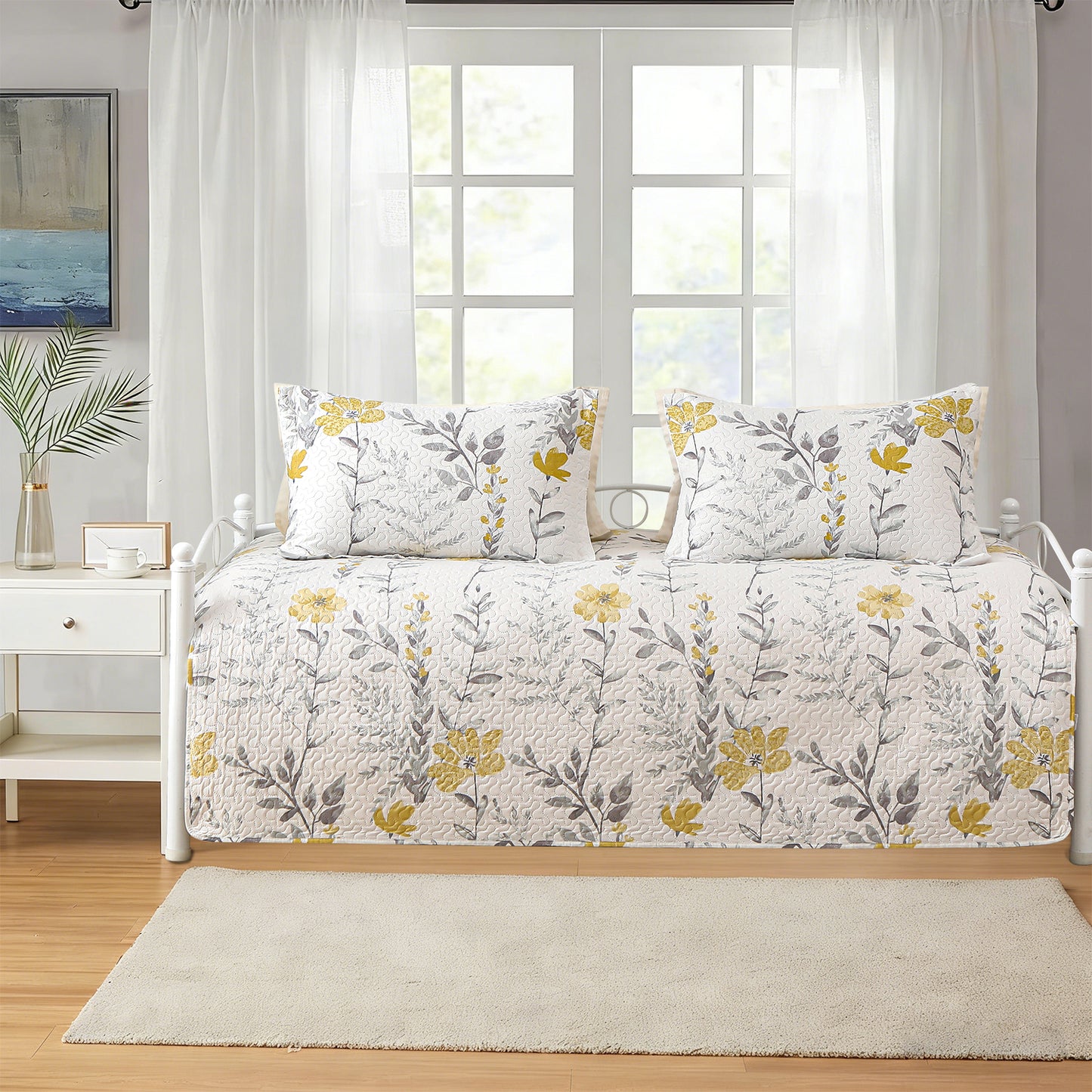 Kebury 3 Pieces Daybed Cover Set Cozy Sofa Daybed Bedding Double Sided Quilting Bedspread Day Bed Couch Cover With 2 Standard Shams,39"x75",Floral