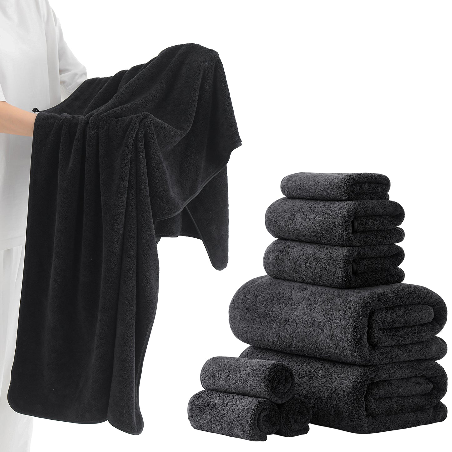 Kebury 8-Piece Towel Set: Oversize Bath, Hand & Washcloths - Ultra Soft & Absorbent