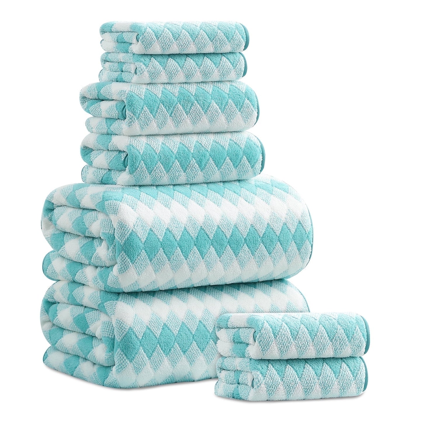 Beartech 8 Piece Microfiber Bath Towel Set 2 Oversized Bath Sheet,2 Hand Towels and 4 Washcloths