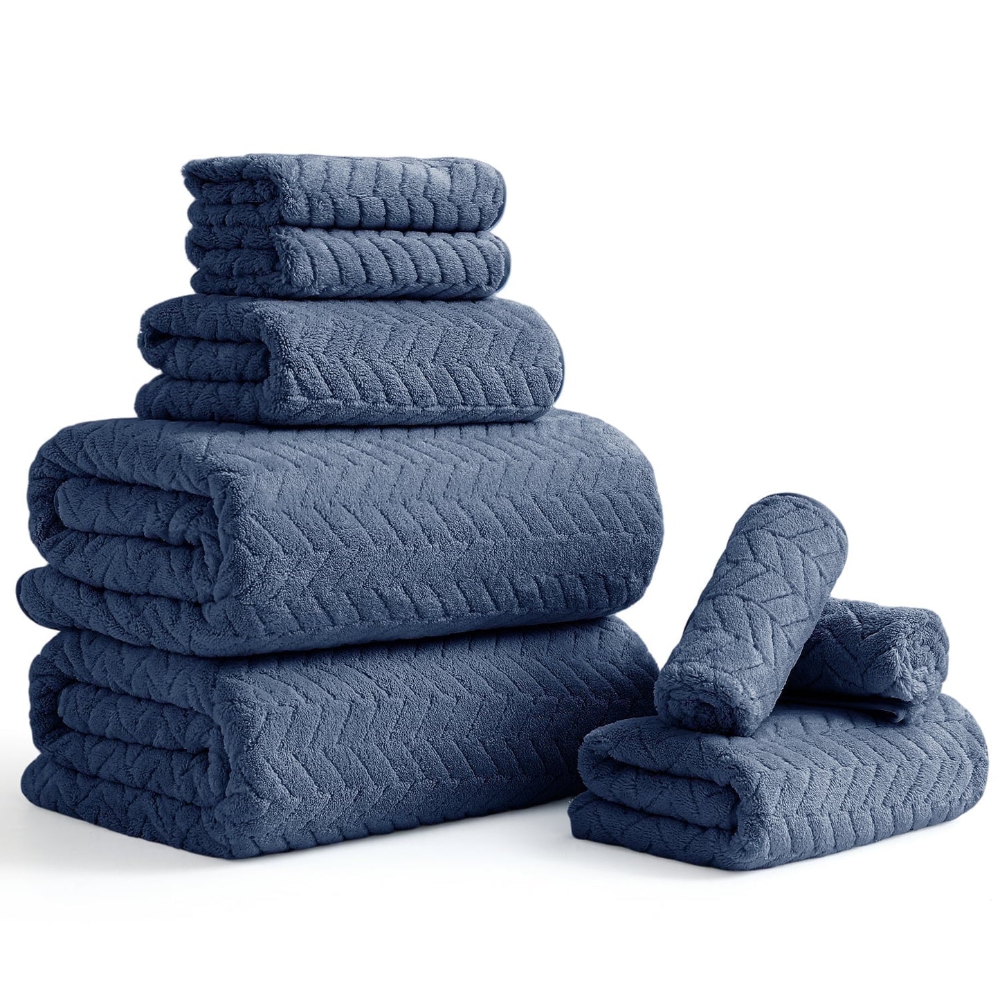 Beartech 8 Piece Microfiber Bath Towel Set 2 Oversized Bath Sheet,2 Hand Towels and 4 Washcloths
