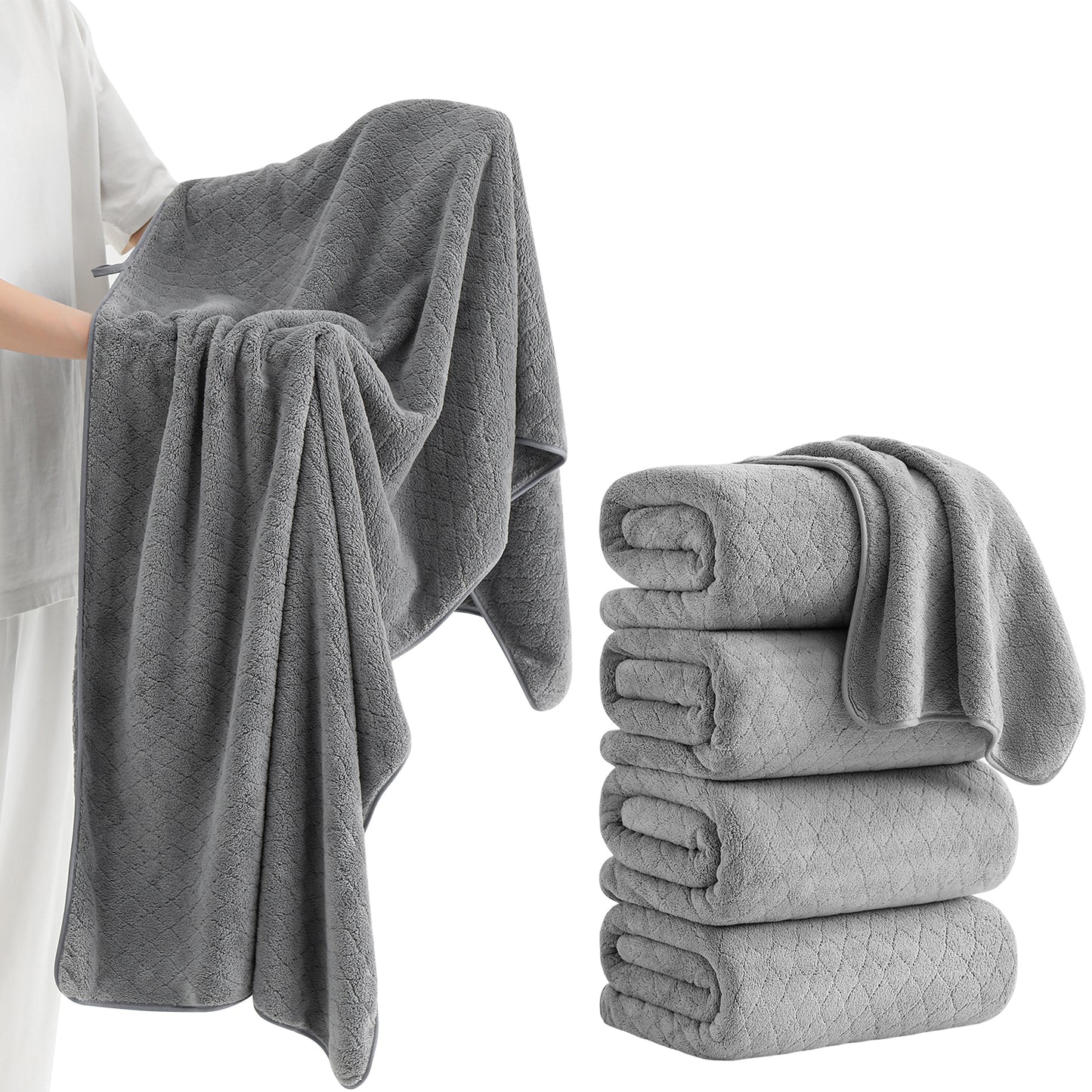 Kebury 4-Pack Large Bath Towels (35x70") - Ultra Soft, Quick Dry & Highly Absorbent