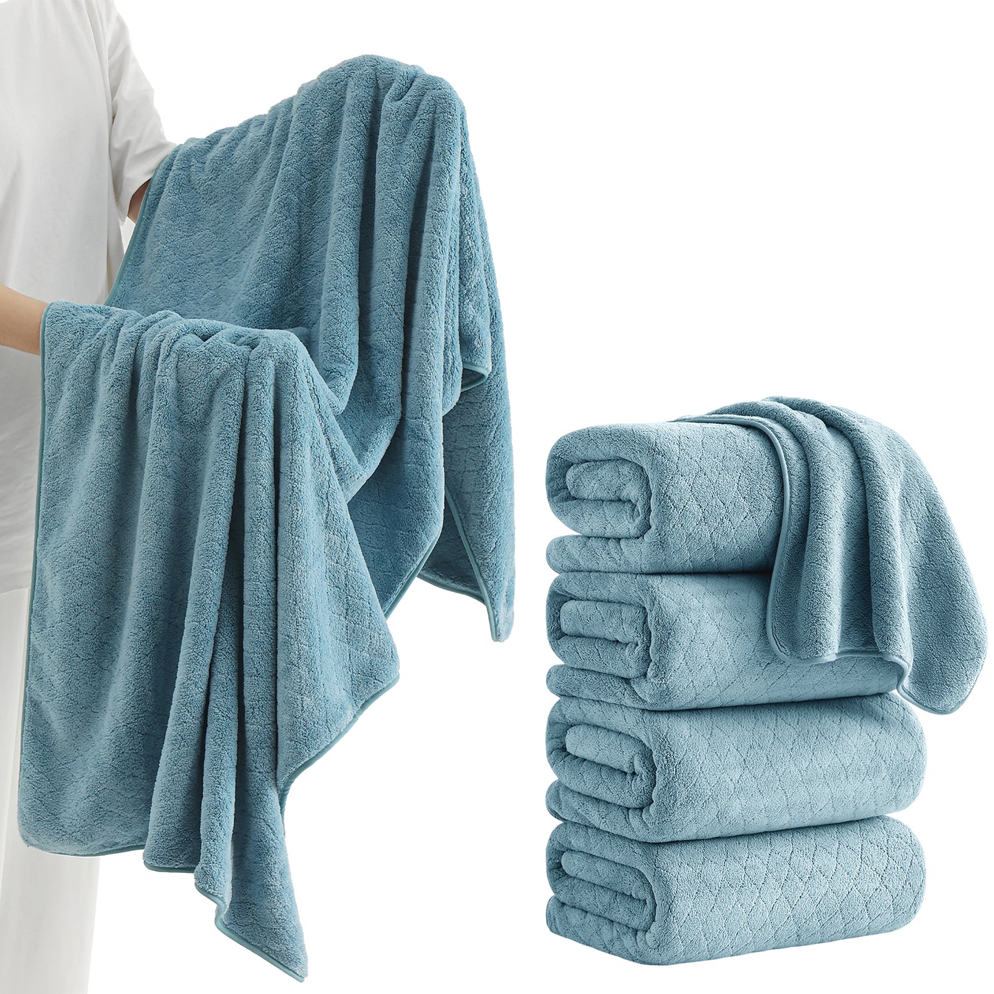 Kebury 4-Pack Large Bath Towels (35x70") - Ultra Soft, Quick Dry & Highly Absorbent