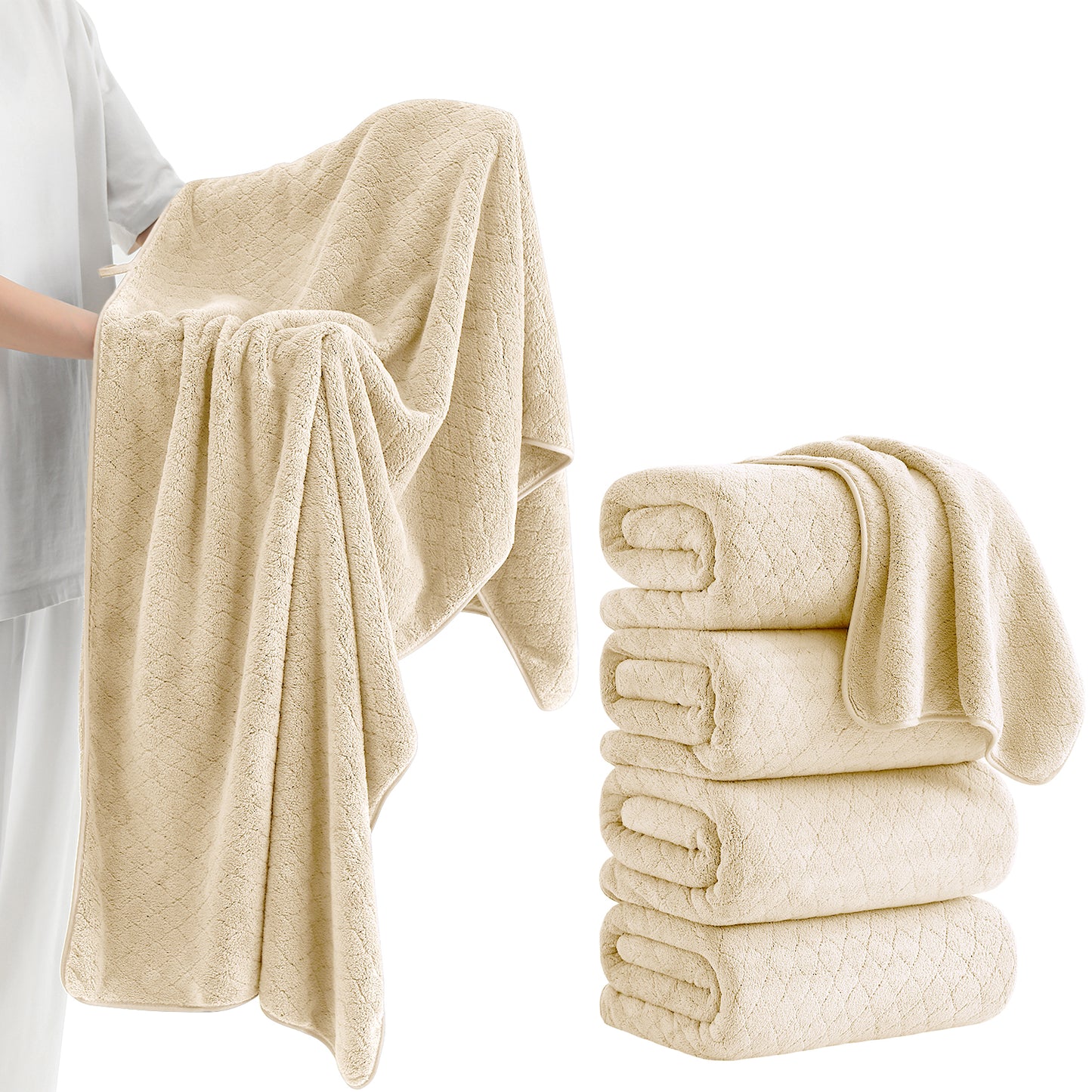 Kebury 4-Pack Large Bath Towels (35x70") - Ultra Soft, Quick Dry & Highly Absorbent