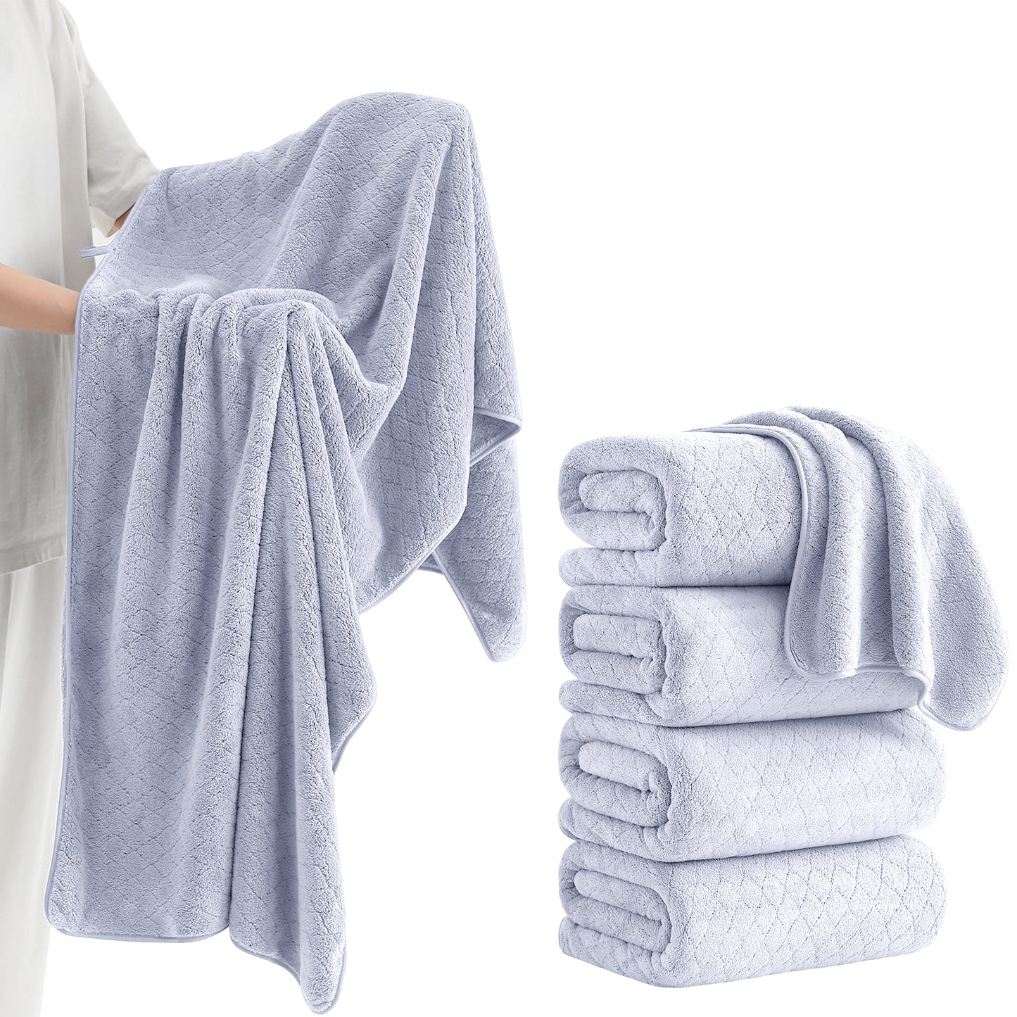 Kebury 4-Pack Large Bath Towels (35x70") - Ultra Soft, Quick Dry & Highly Absorbent