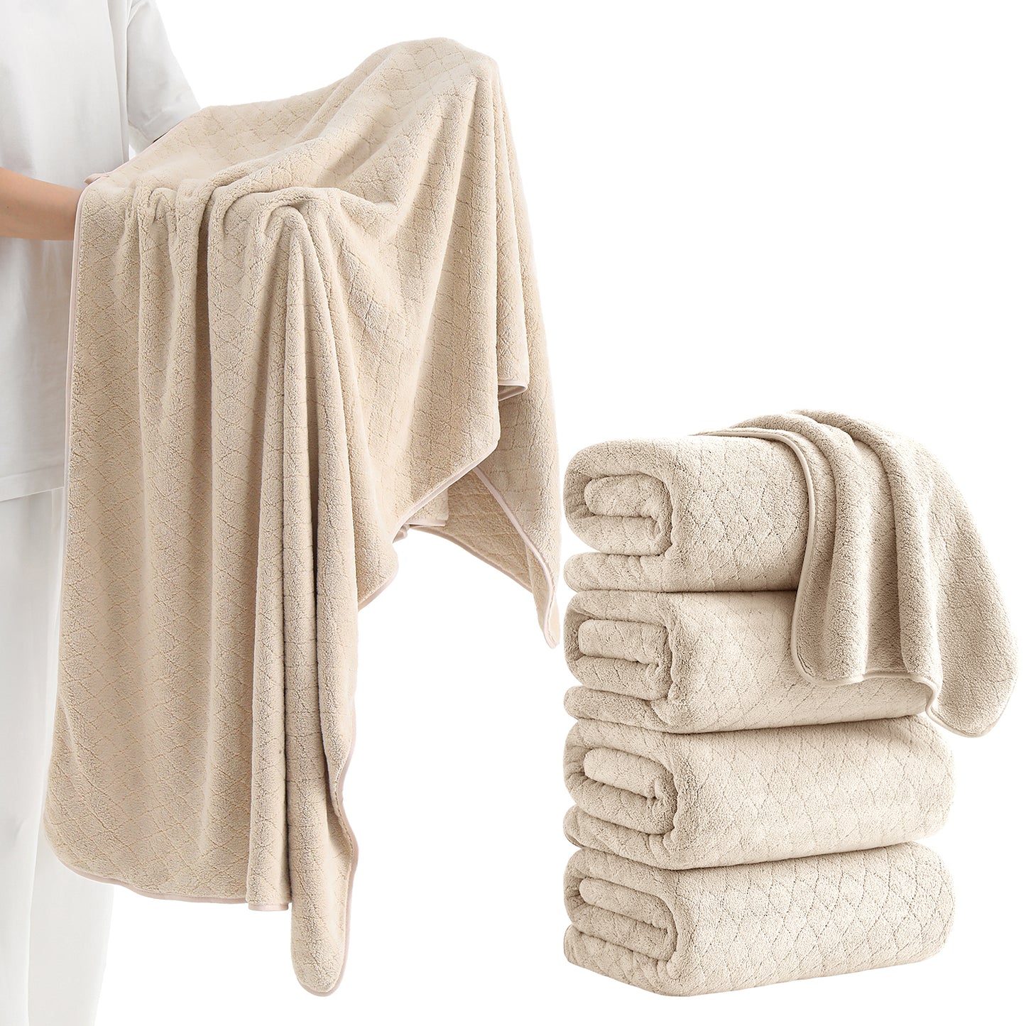 Kebury 4-Pack Large Bath Towels (35x70") - Ultra Soft, Quick Dry & Highly Absorbent