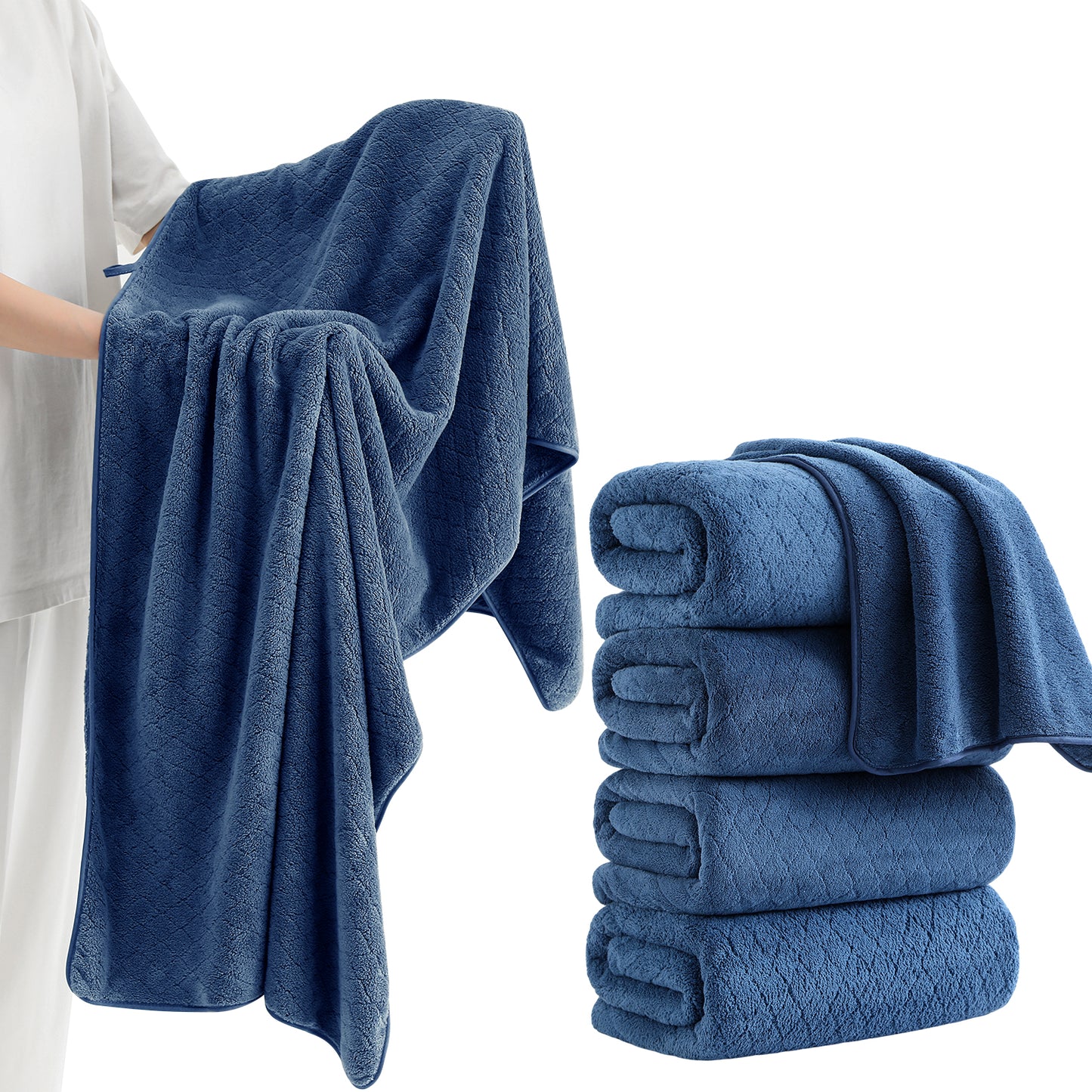 Kebury 4-Pack Large Bath Towels (35x70") - Ultra Soft, Quick Dry & Highly Absorbent