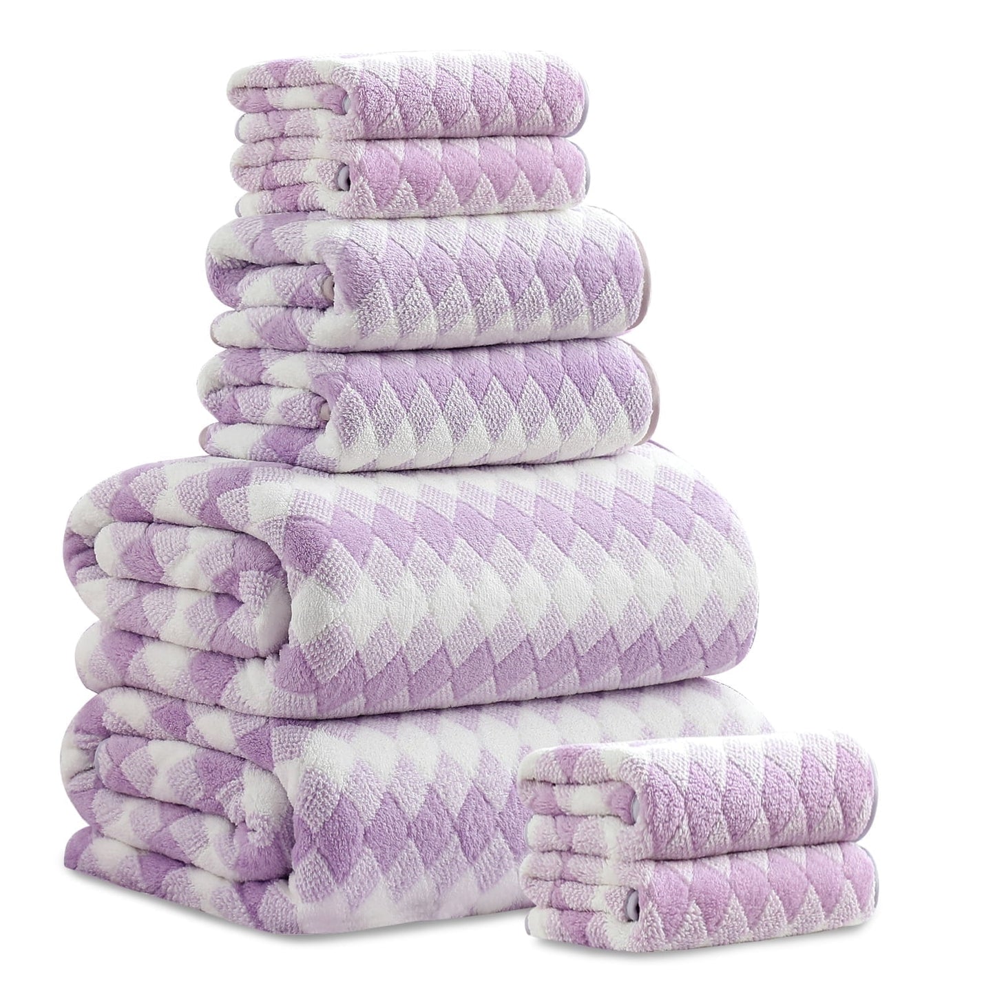 Beartech 8 Piece Microfiber Bath Towel Set 2 Oversized Bath Sheet,2 Hand Towels and 4 Washcloths