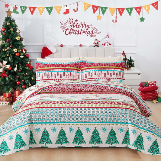 Beartech 3 piece Christmas Bedspread Quilt Set