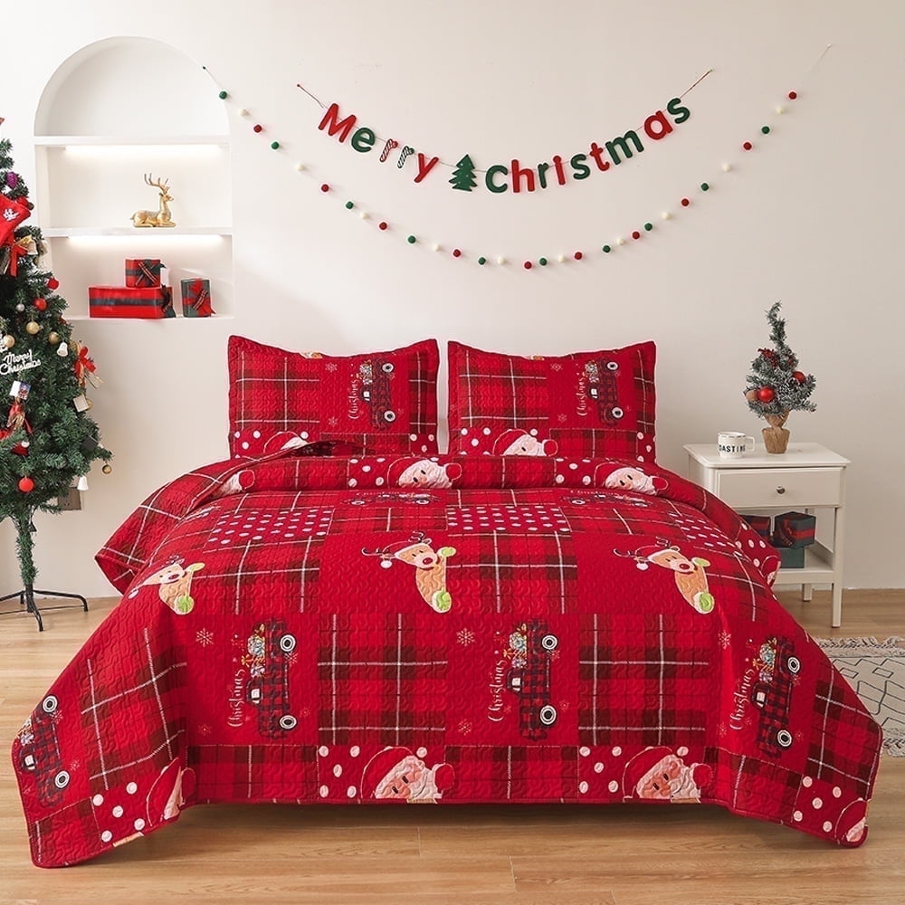 Beartech 3 piece Christmas Bedspread Quilt Set