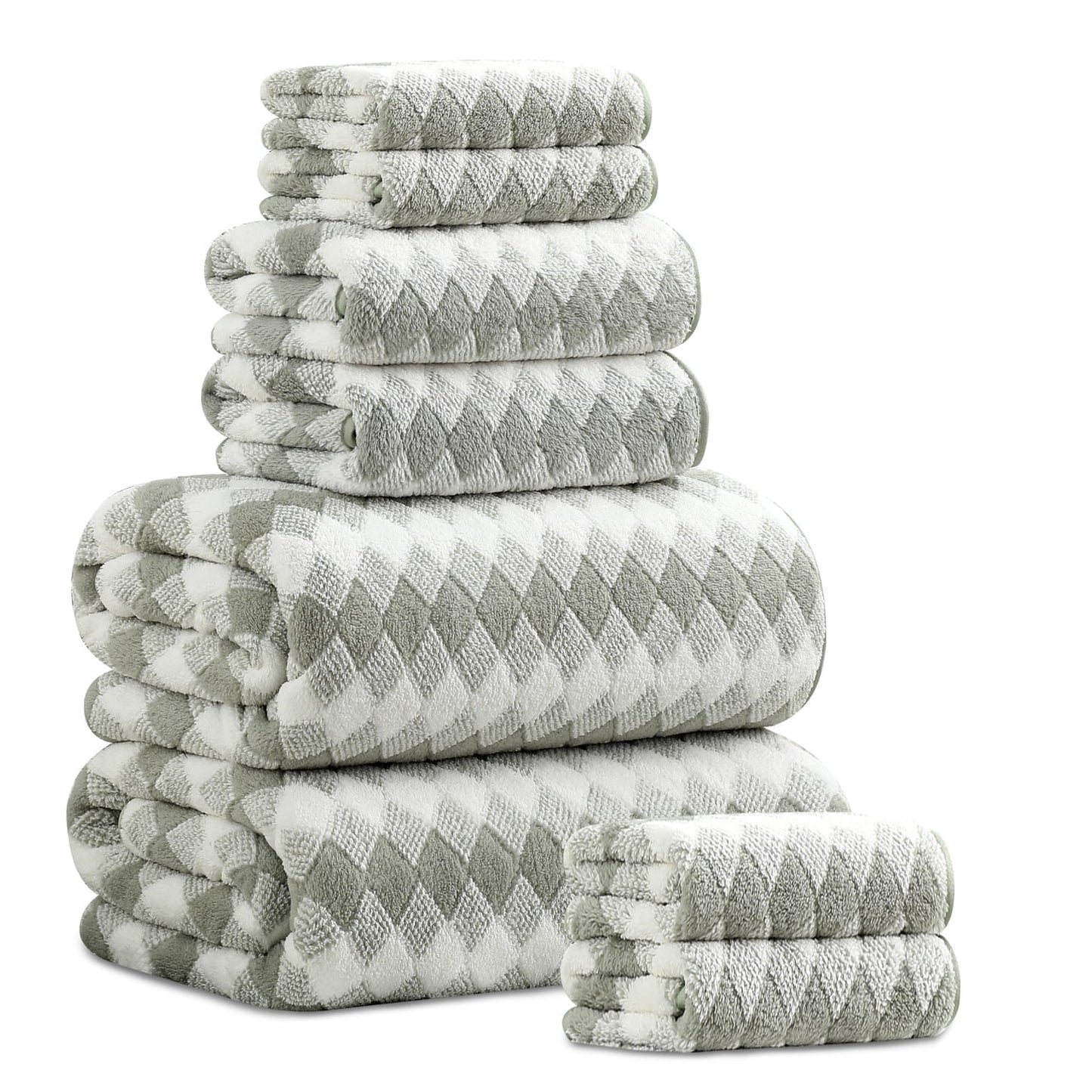 Beartech 8 Piece Microfiber Bath Towel Set 2 Oversized Bath Sheet,2 Hand Towels and 4 Washcloths