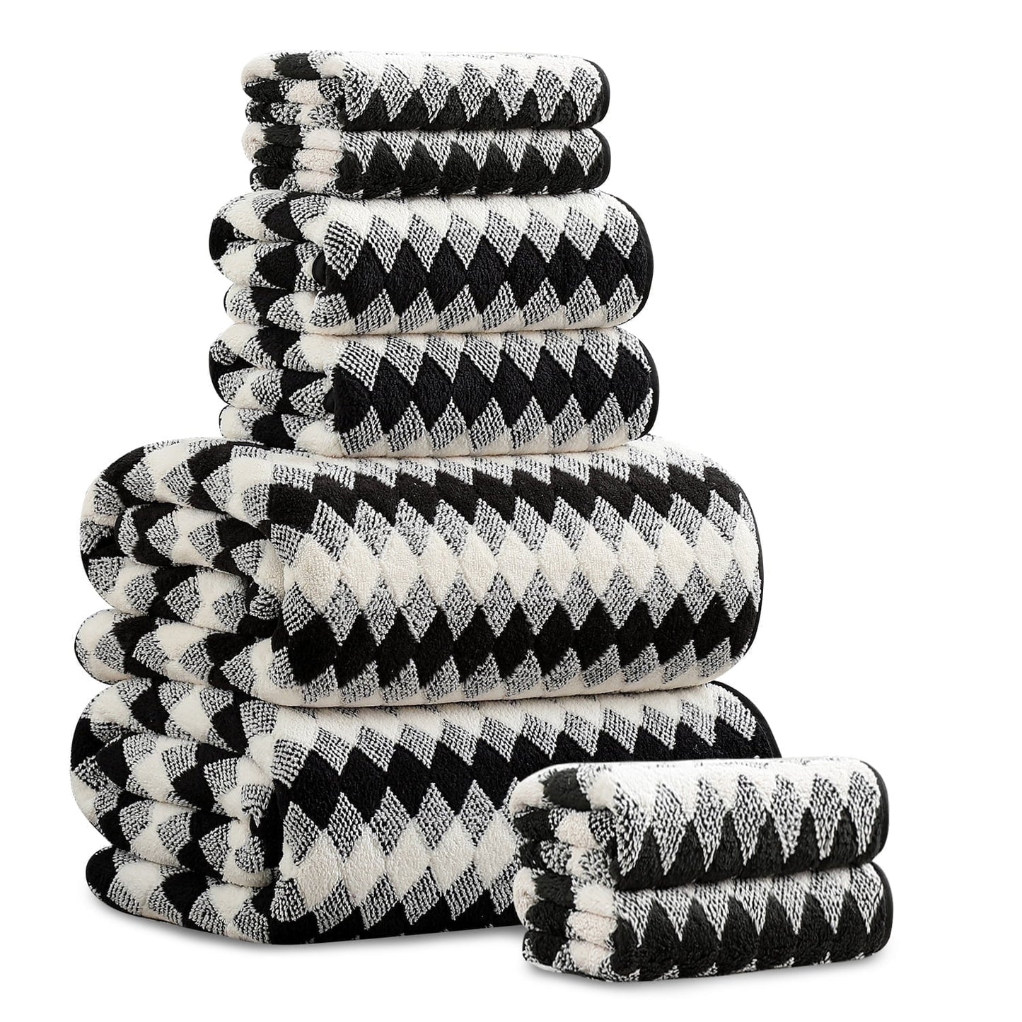 Beartech 8 Piece Microfiber Bath Towel Set 2 Oversized Bath Sheet,2 Hand Towels and 4 Washcloths