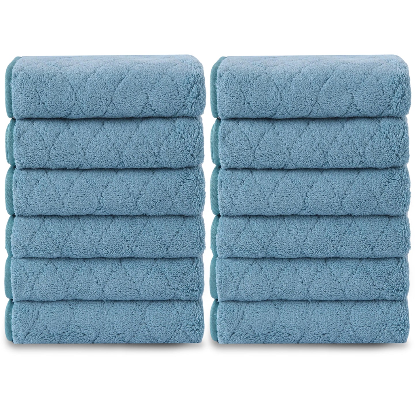Kebury Luxurious Washcloths Set of 12 - Size 13" x 13" , Highly Absorbent Ultra Soft Microfiber Wash Cloth for Bathroom Body Face Use