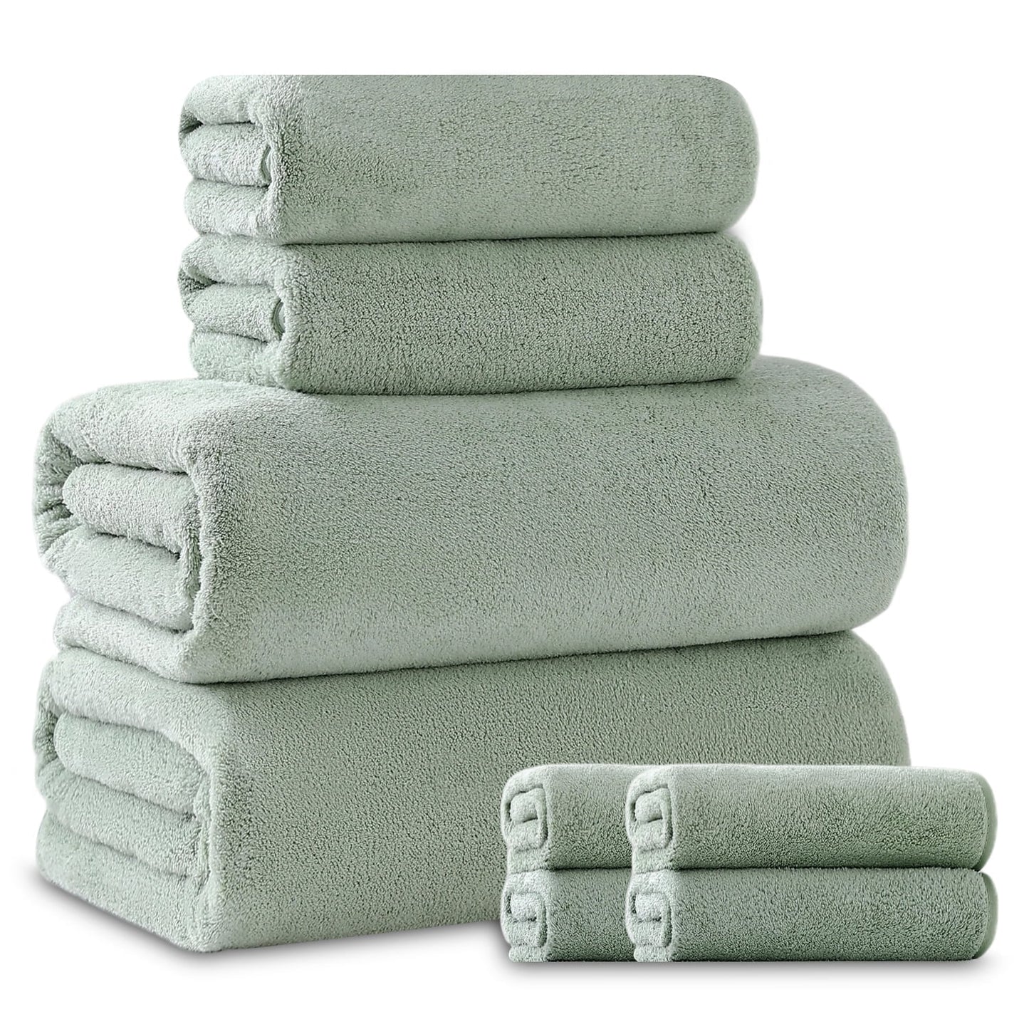 Beartech 8 Piece Microfiber Bath Towel Set 2 Oversized Bath Sheet,2 Hand Towels and 4 Washcloths