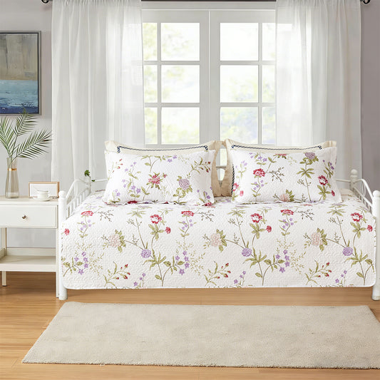 Kebury 3 Pieces Daybed Cover Set Cozy Sofa Daybed Bedding Double Sided Quilting Bedspread Day Bed Couch Cover With 2 Standard Shams,39"x75",Floral
