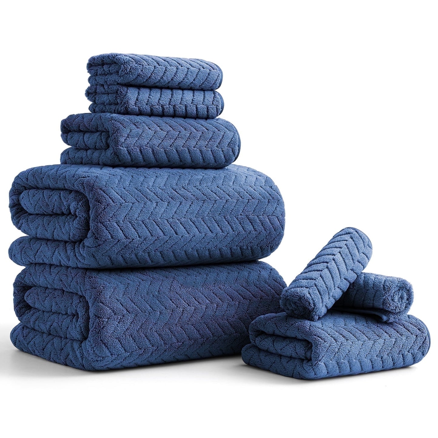 Beartech 8 Piece Microfiber Bath Towel Set 2 Oversized Bath Sheet,2 Hand Towels and 4 Washcloths