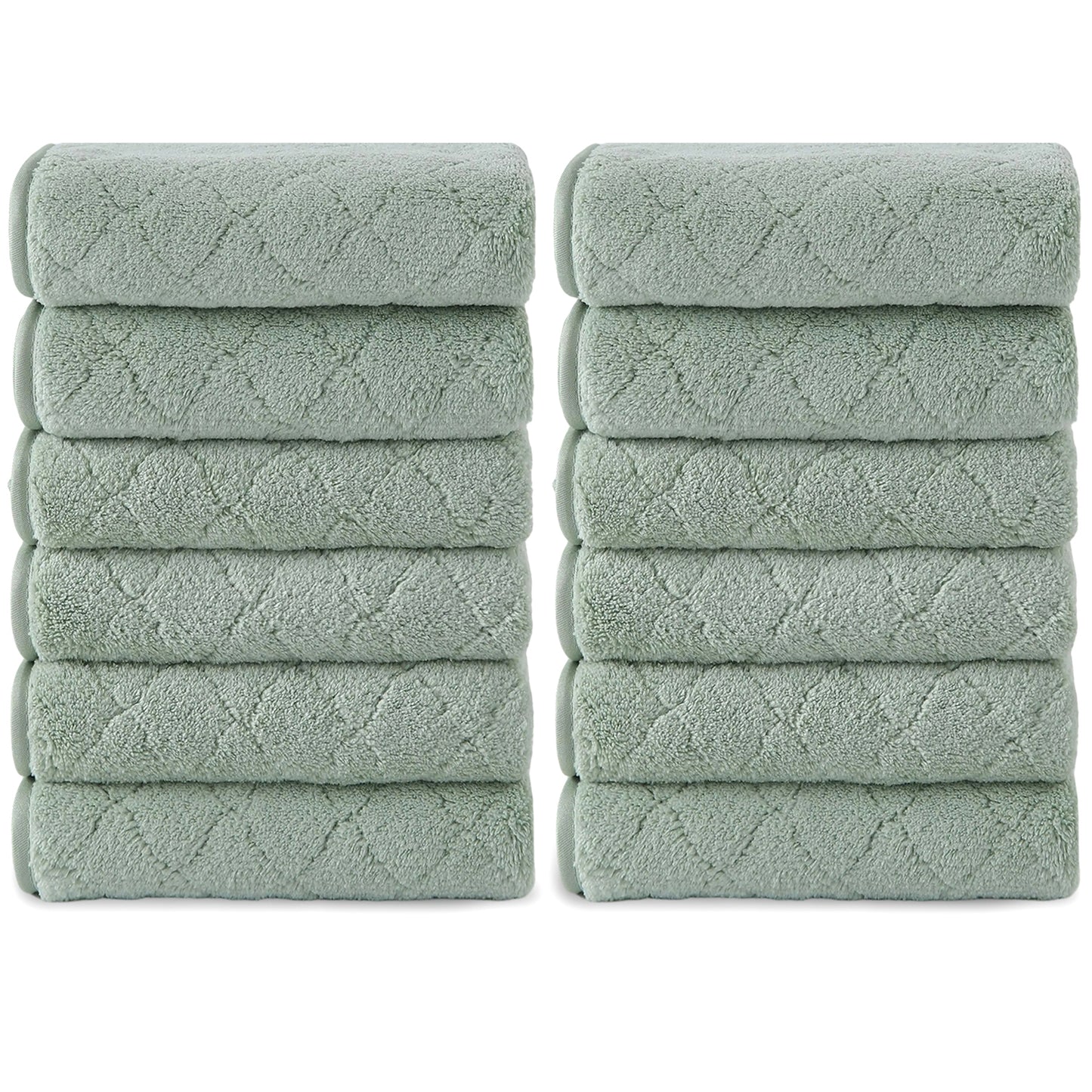 Kebury Luxurious Washcloths Set of 12 - Size 13" x 13" , Highly Absorbent Ultra Soft Microfiber Wash Cloth for Bathroom Body Face Use