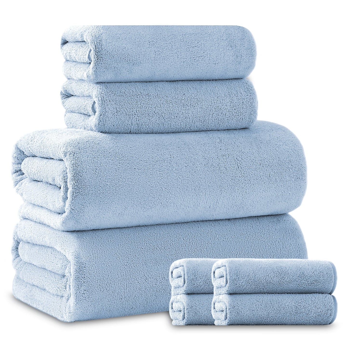 Beartech 8 Piece Microfiber Bath Towel Set 2 Oversized Bath Sheet,2 Hand Towels and 4 Washcloths
